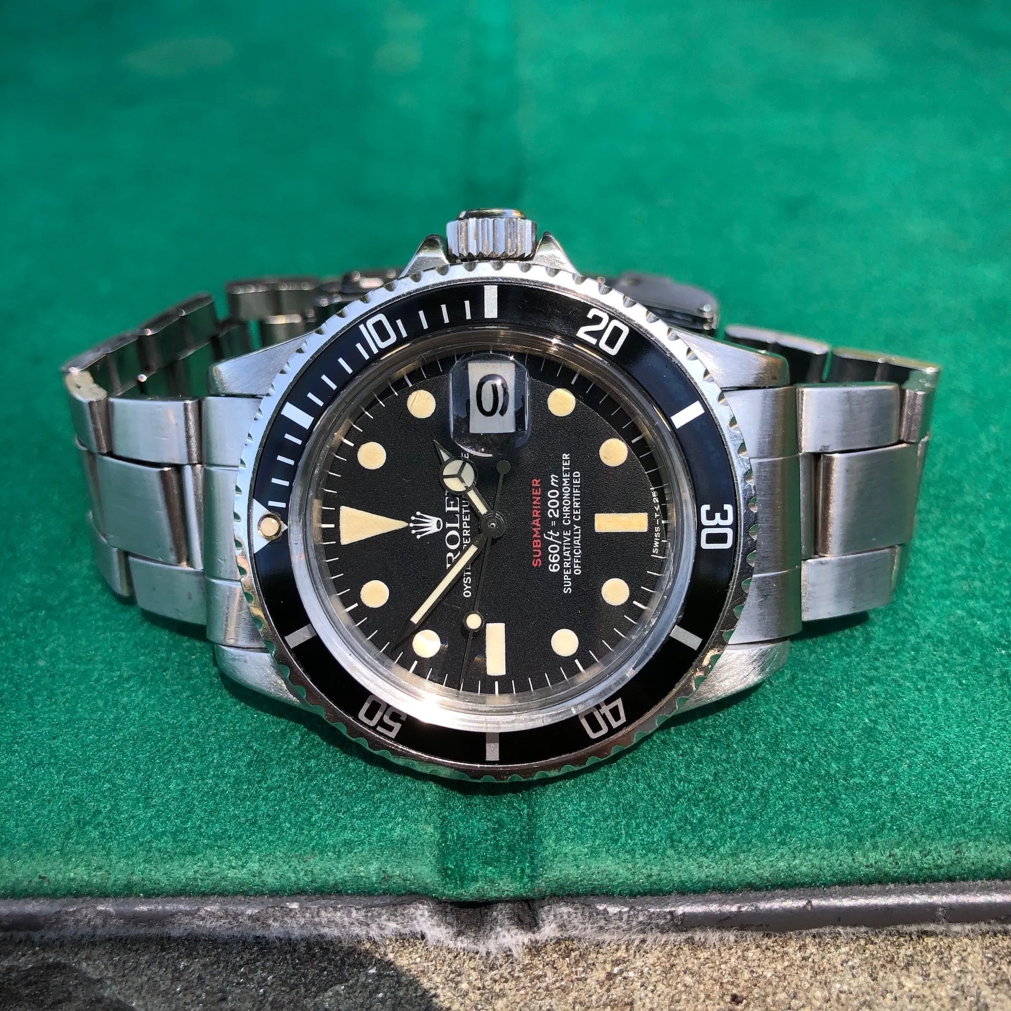 1974 Rolex Red Submariner 1680 Mk VI Black Dial Wristwatch Box Papers