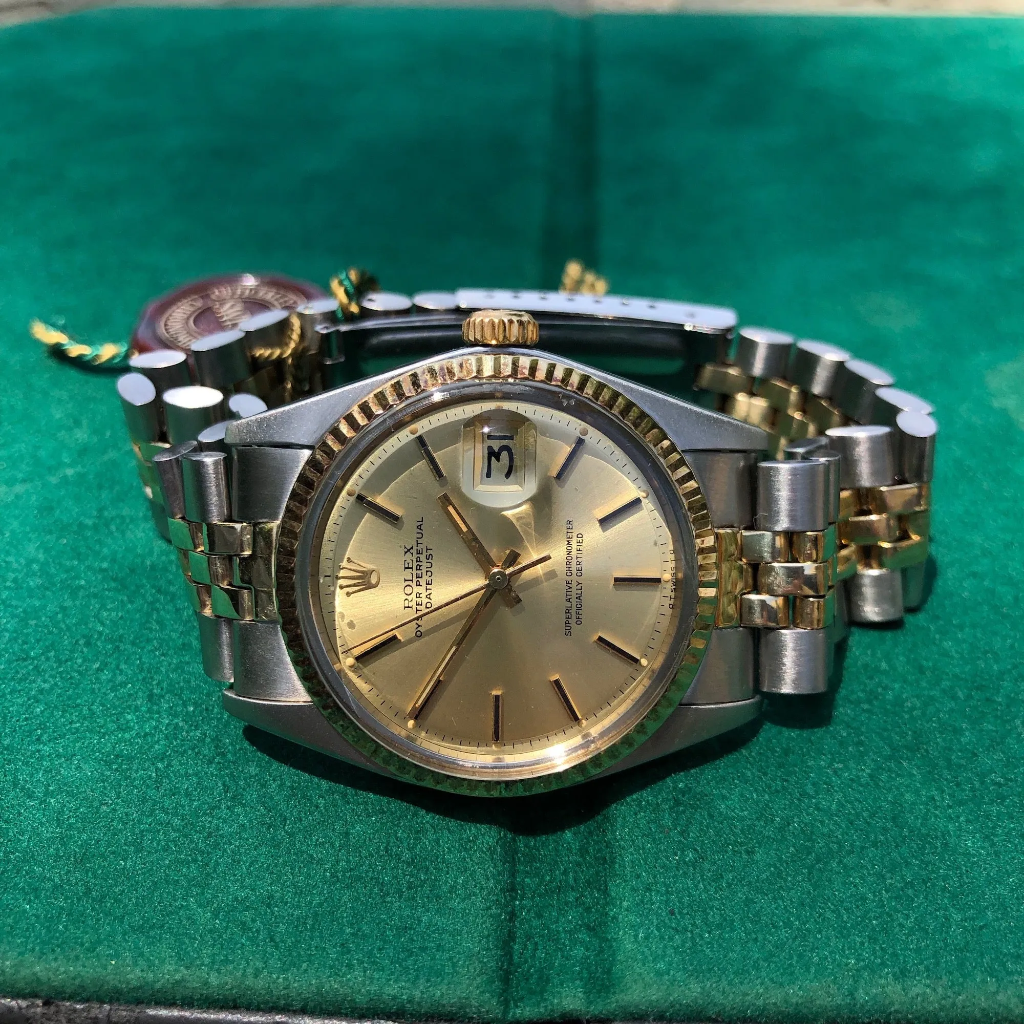 1975 Rolex Datejust 1601 Sigma Steel Gold Two Tone Jubilee Champagne Automatic Wristwatch Box Papers