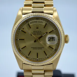 1978 Rolex President Day Date 18038 18K Yellow Gold Wristwatch