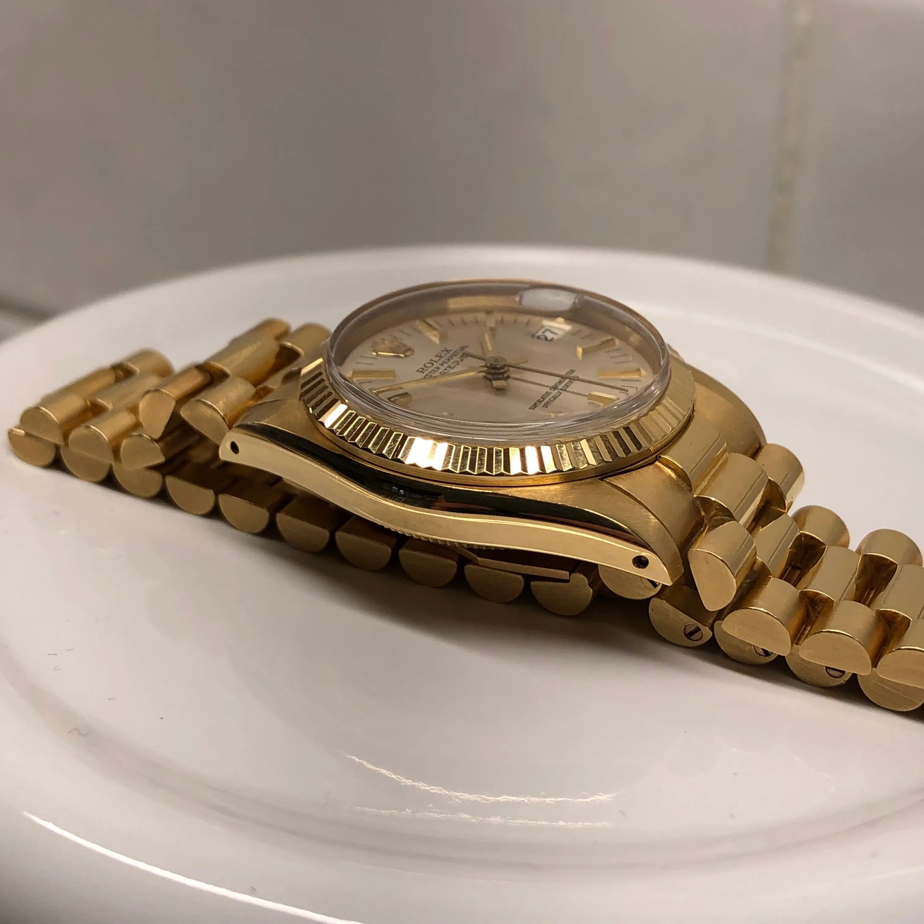 1979 Rolex Datejust Midsize President 6827 18K Yellow Gold 31mm Wristwatch