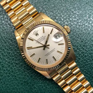 1979 Rolex Datejust Midsize President 6827 18K Yellow Gold 31mm Wristwatch