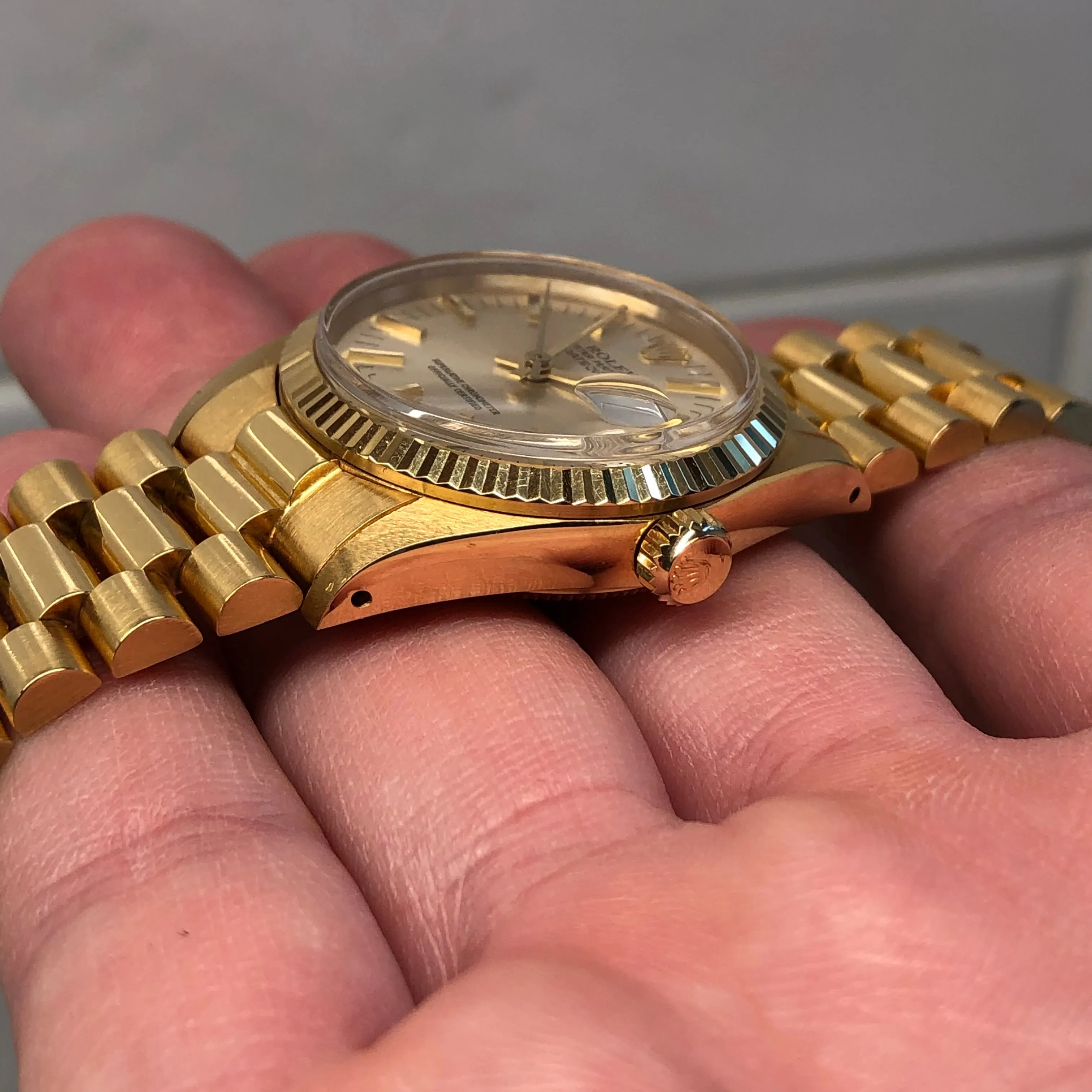 1979 Rolex Datejust Midsize President 6827 18K Yellow Gold 31mm Wristwatch