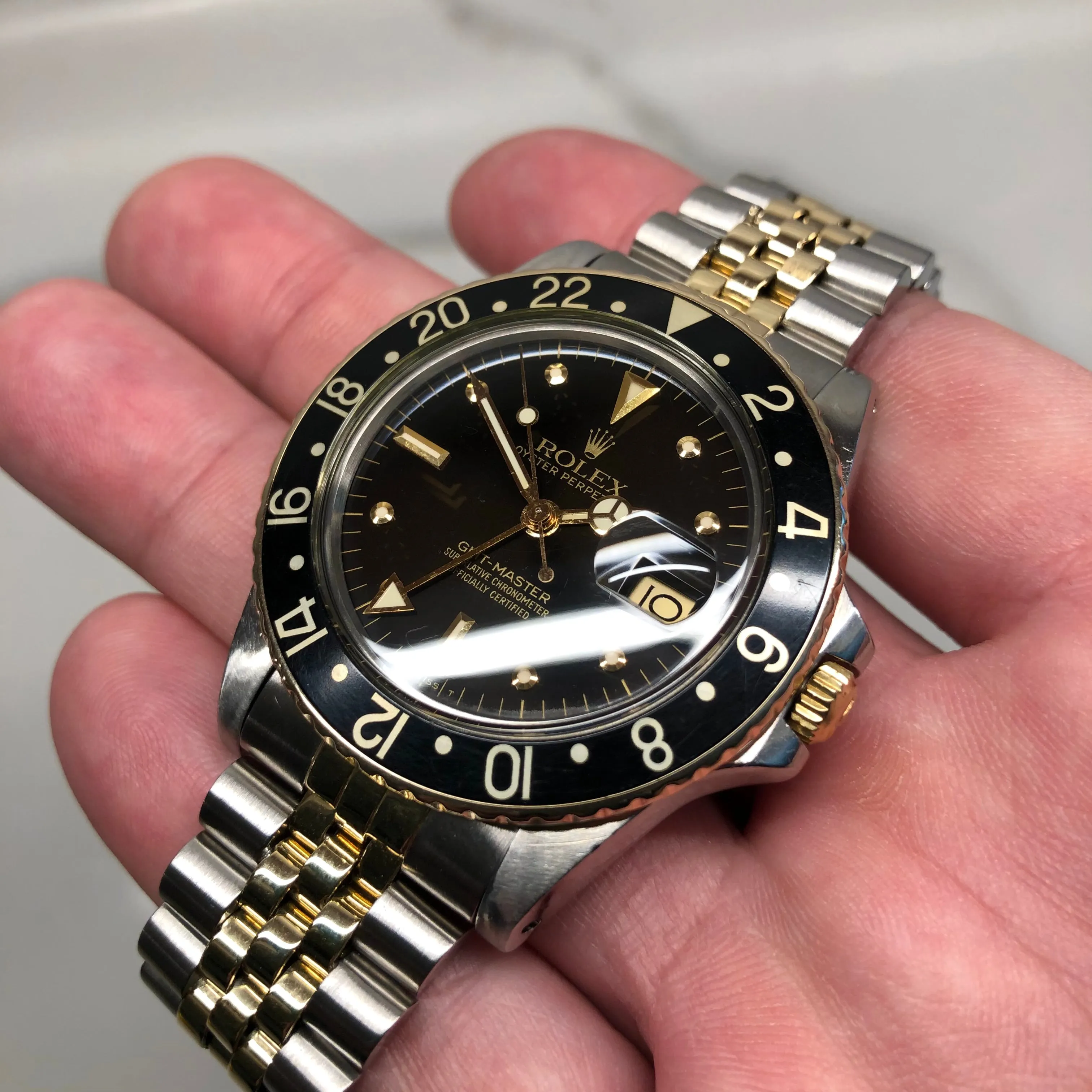 1979 Rolex GMT MASTER 16753 Two Tone Jubilee Nipple Dial Tropical Wristwatch
