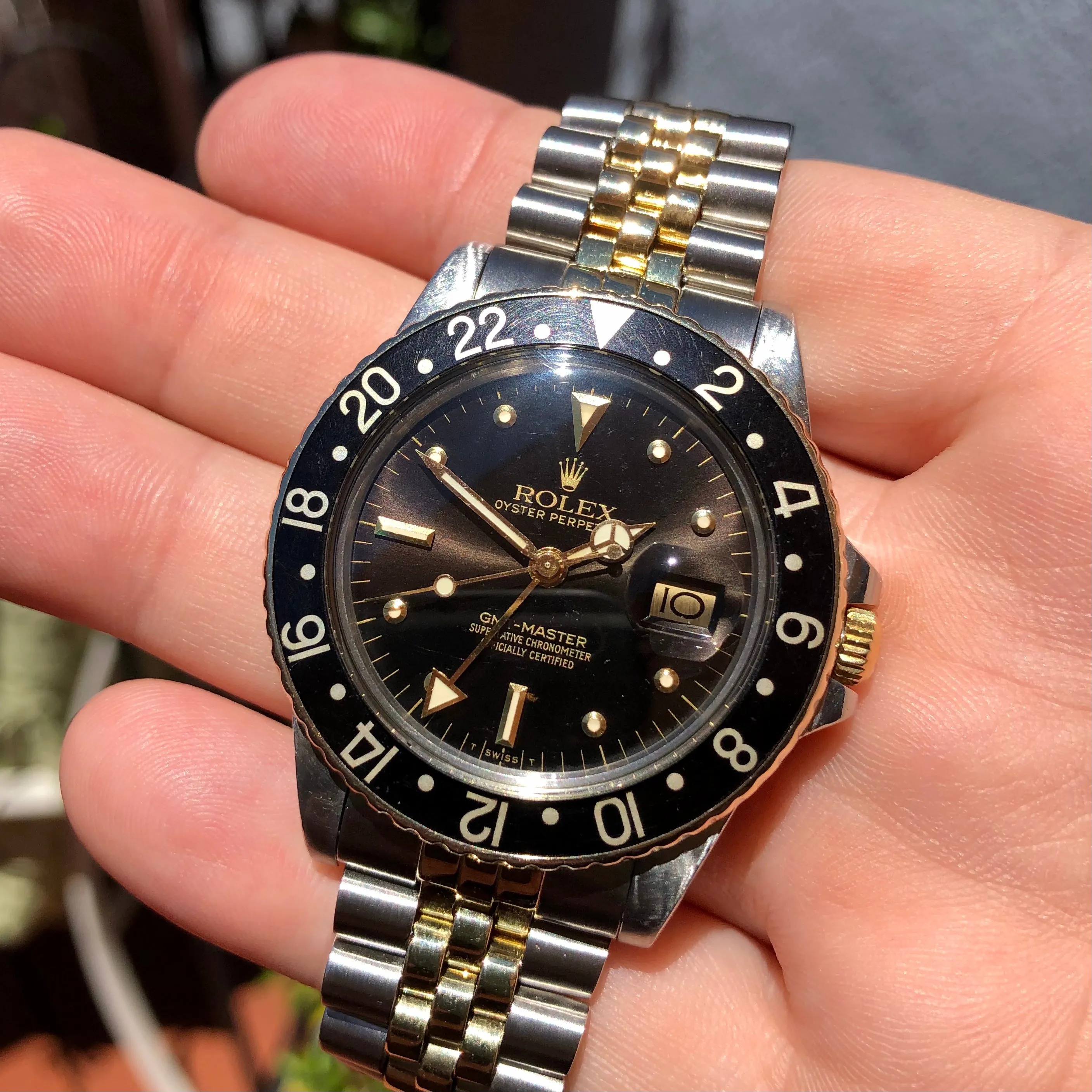 1979 Rolex GMT MASTER 16753 Two Tone Jubilee Nipple Dial Tropical Wristwatch