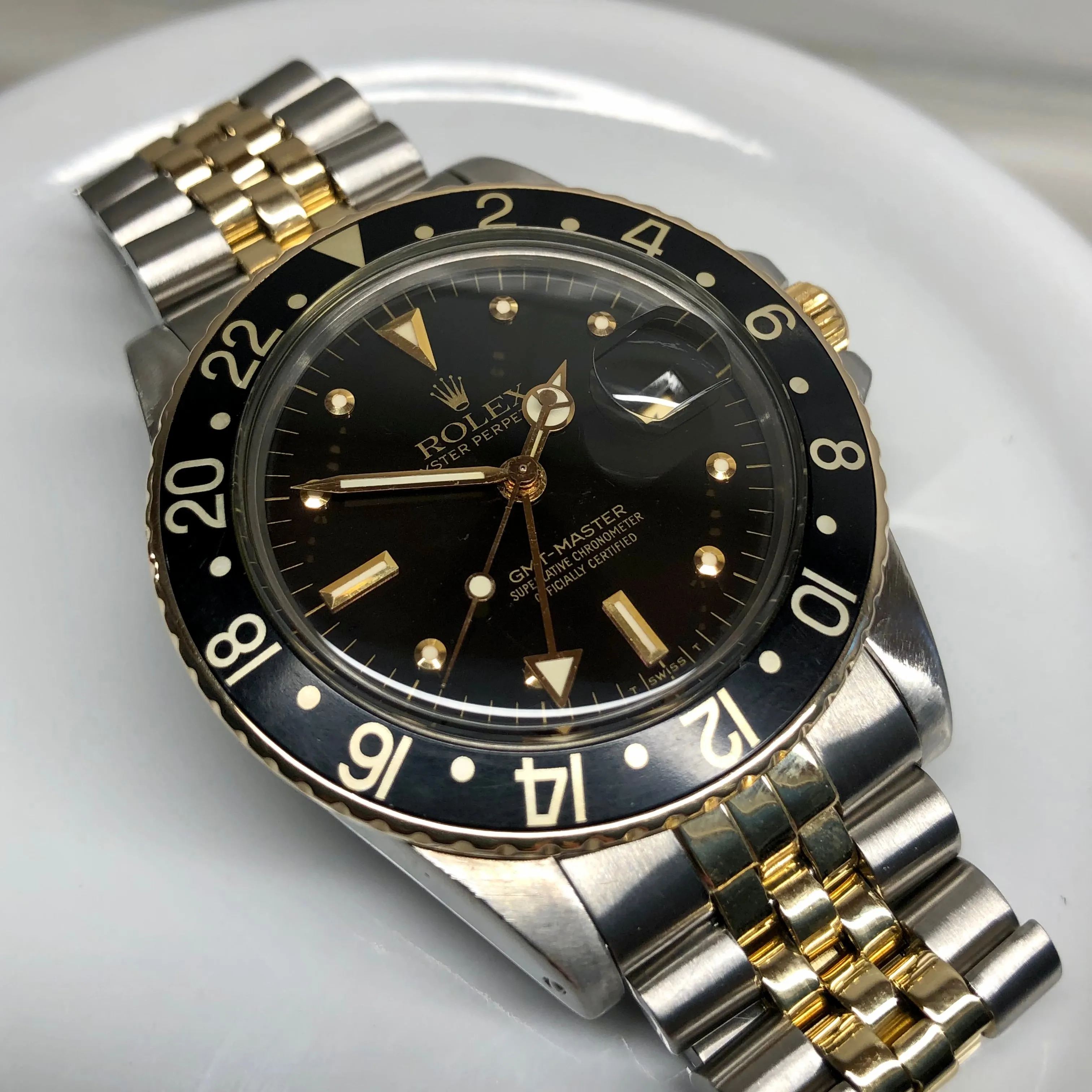 1979 Rolex GMT MASTER 16753 Two Tone Jubilee Nipple Dial Tropical Wristwatch