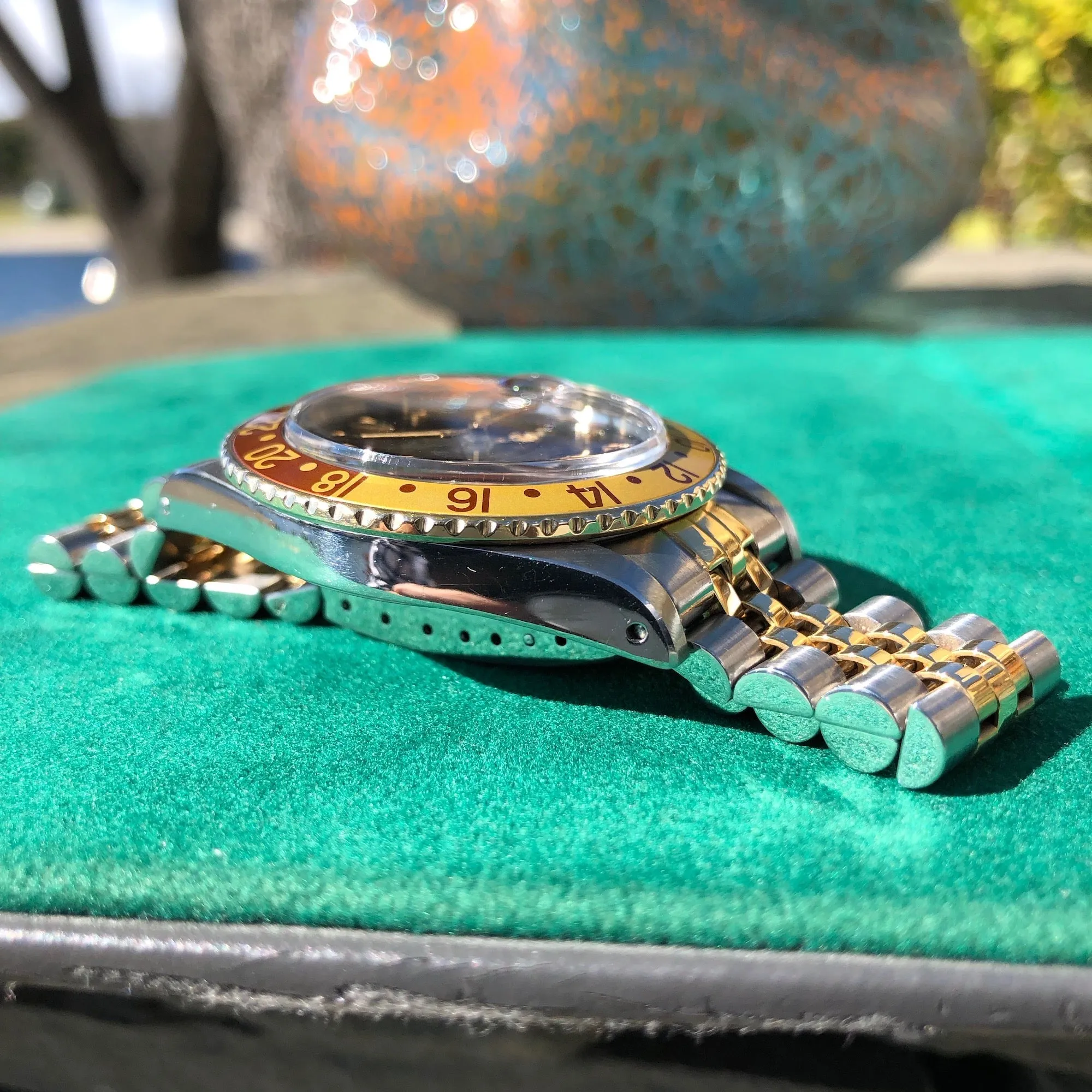 1981 Rolex GMT MASTER 16753 Root Beer Tiger Eye Nipple Jubilee Bracelet Wristwatch