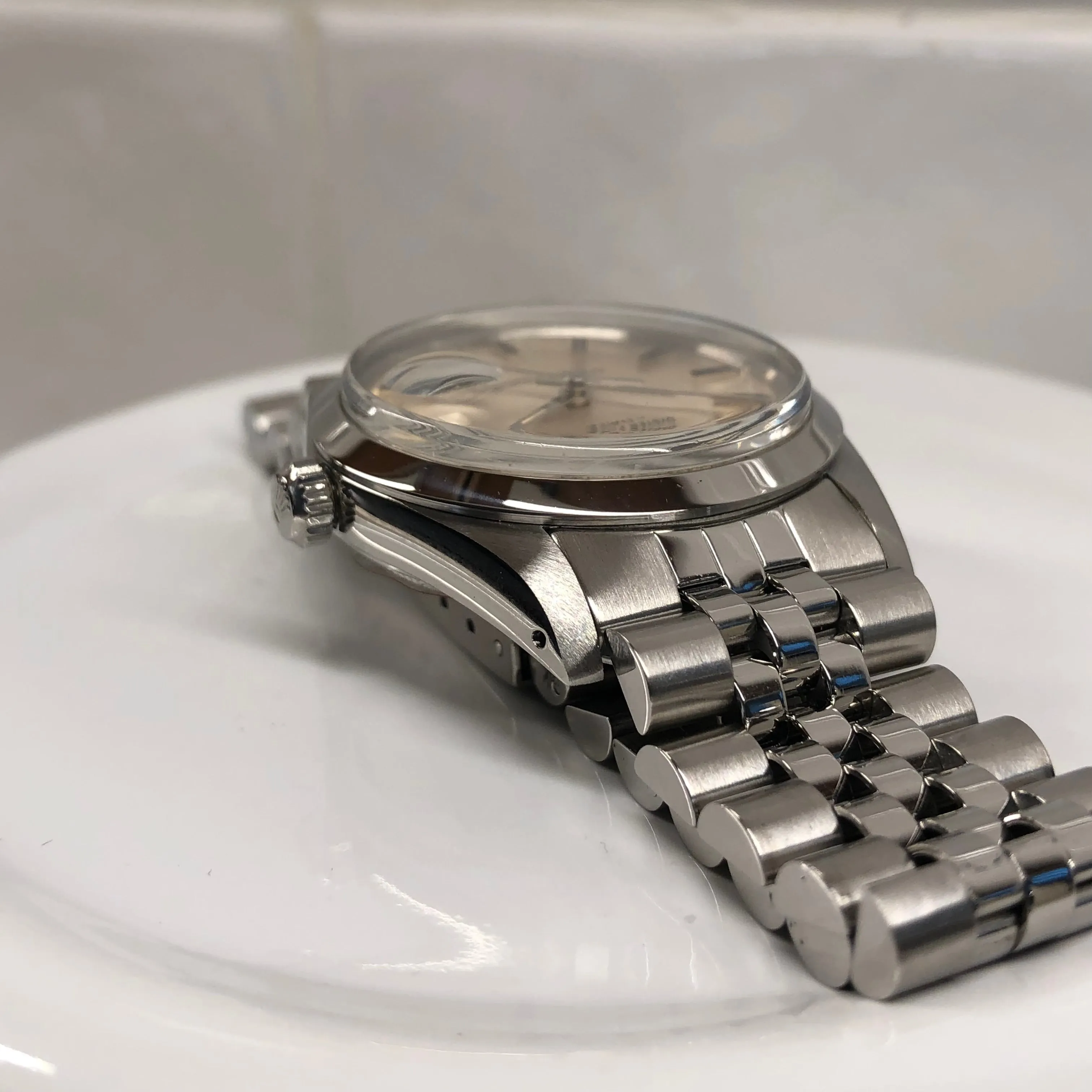 1982 Rolex Date 15000 Oyster Perpetual Jubilee Silver Dial Wristwatch