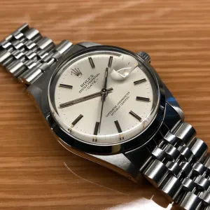 1982 Rolex Date 15000 Oyster Perpetual Jubilee Silver Dial Wristwatch