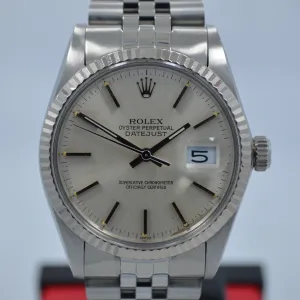 1983 Rolex Datejust 16014 Stainelss Steel Jubilee Fluted Bezel Quickset Wristwatch