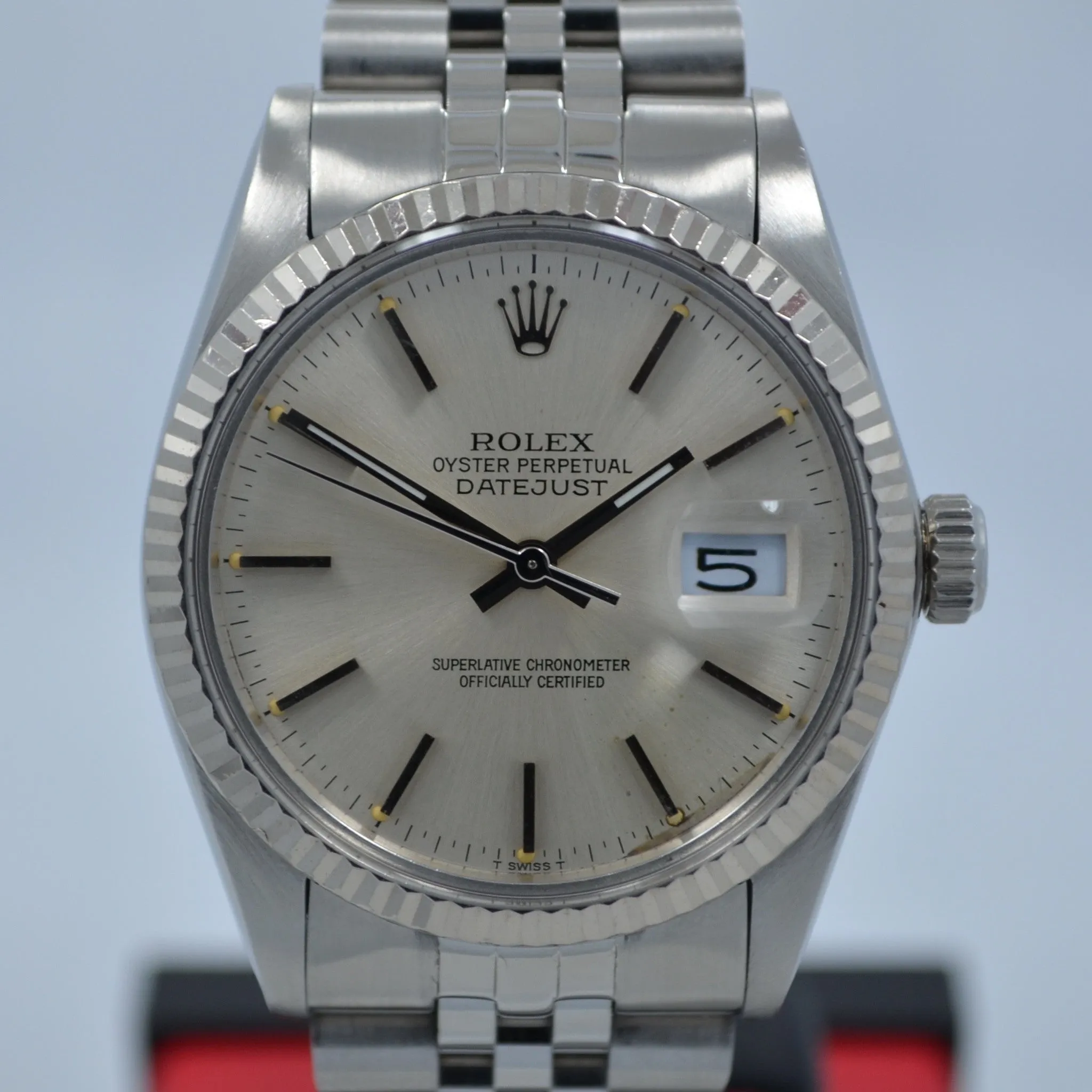 1983 Rolex Datejust 16014 Stainelss Steel Jubilee Fluted Bezel Quickset Wristwatch