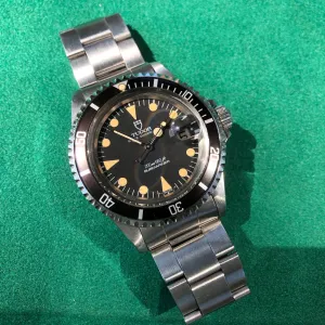 1985 Tudor Submariner 76100 Lollipop Black Dial Tropical Wristwatch Papers Unpolished