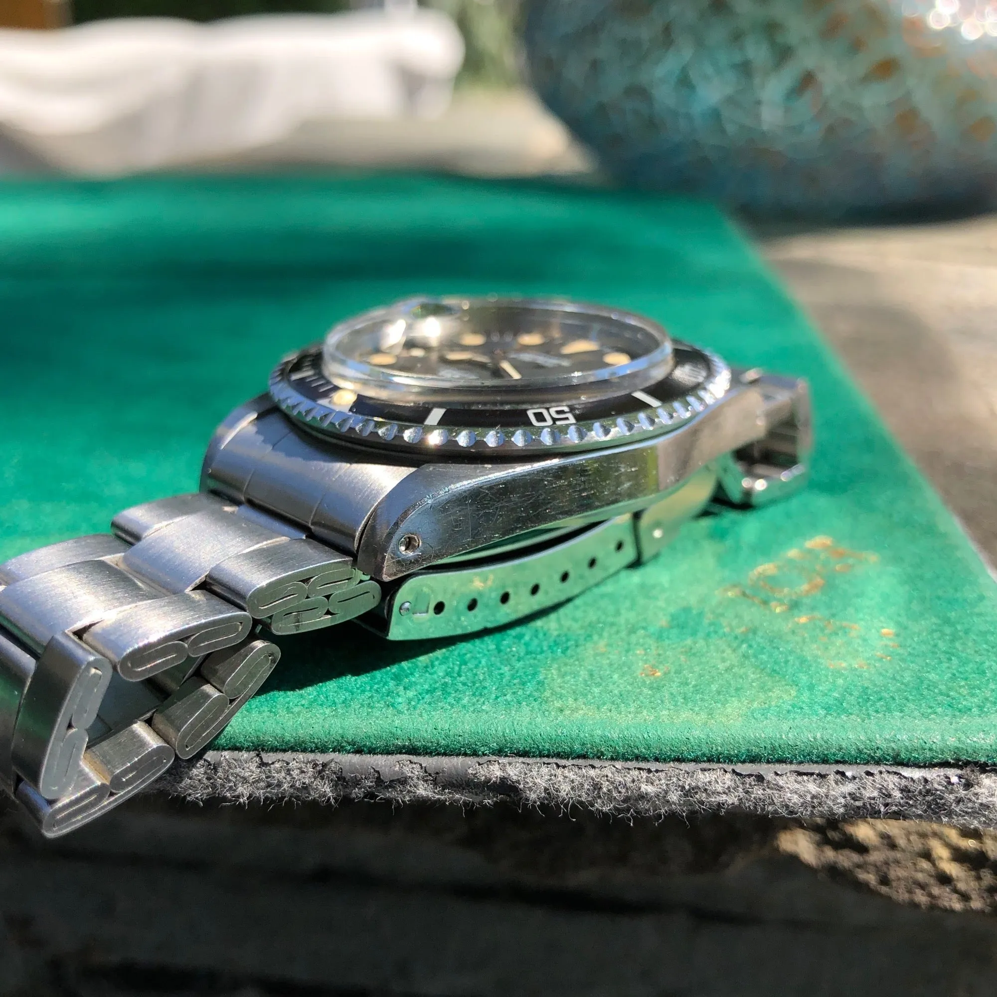 1985 Tudor Submariner 76100 Lollipop Black Dial Tropical Wristwatch Papers Unpolished