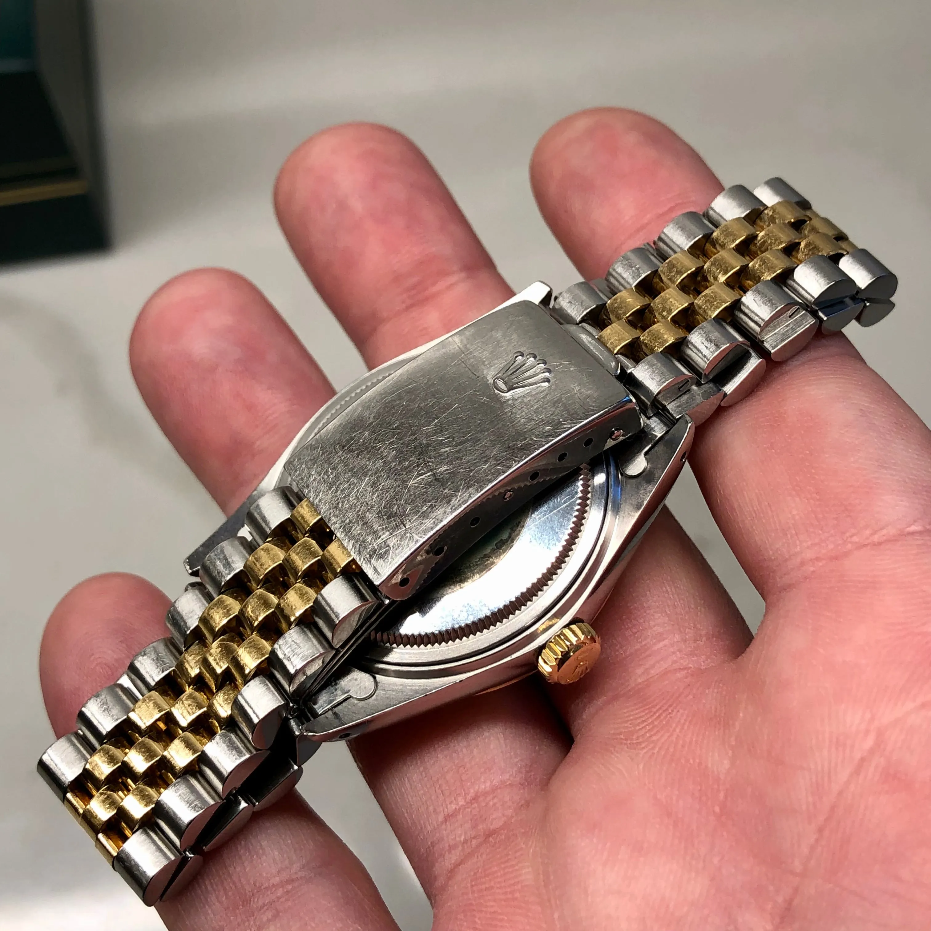 1986 Rolex Datejust 16013 Silver Tapestry Two Tone Jubilee Wristwatch with Box and Papers