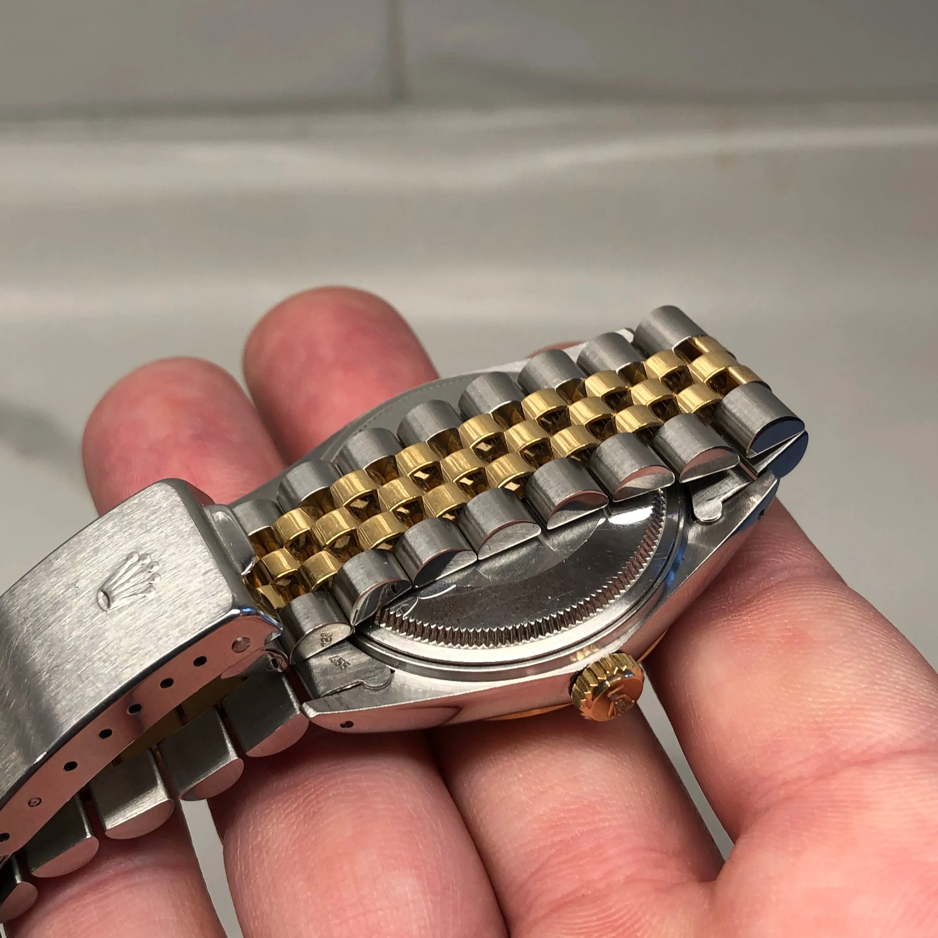 1986 Rolex Datejust 16013 Two Tone Tiffany & Co. Champagne Dial Jubilee Automatic Wristwatch