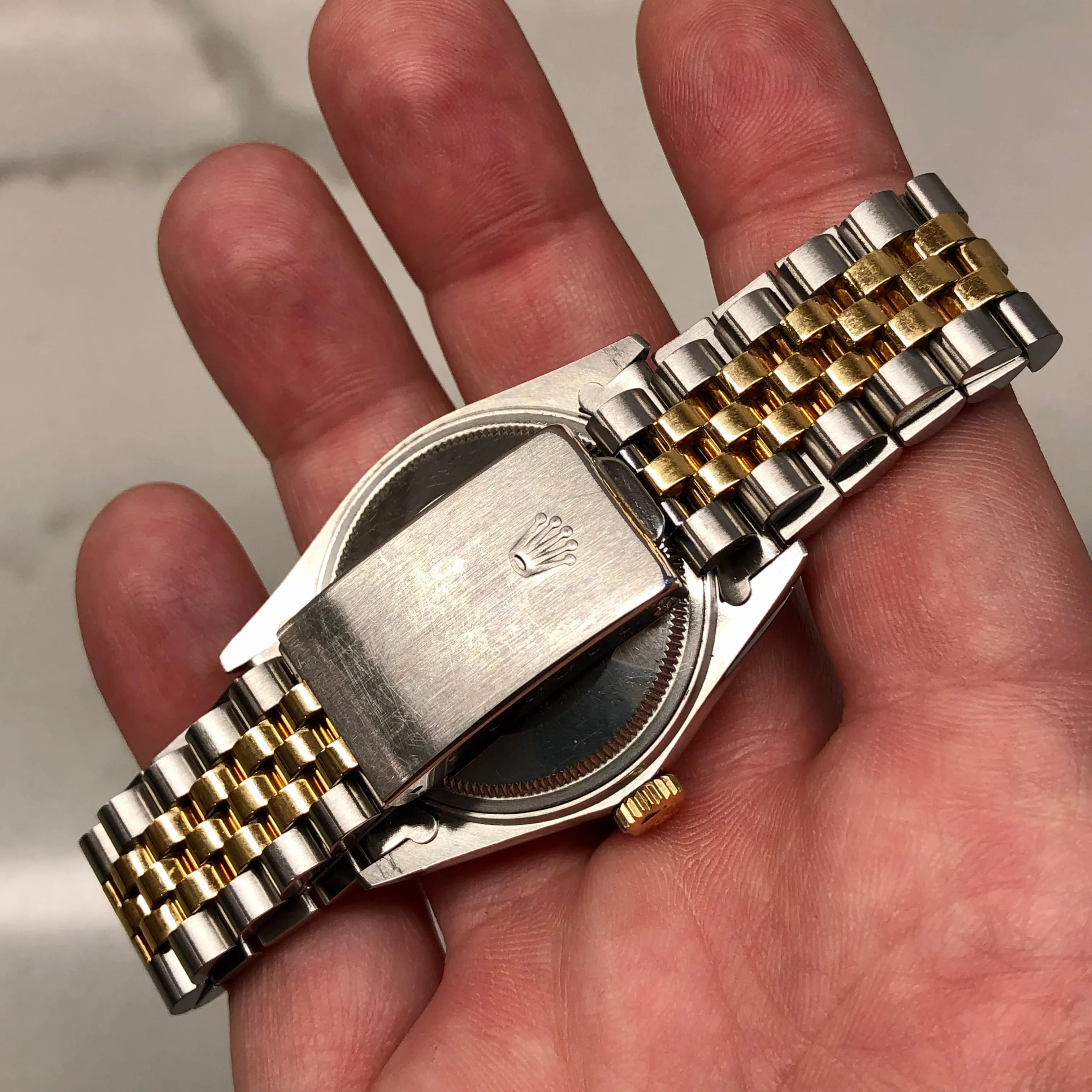 1986 Rolex Datejust 16013 Two Tone Tiffany & Co. Champagne Dial Jubilee Automatic Wristwatch