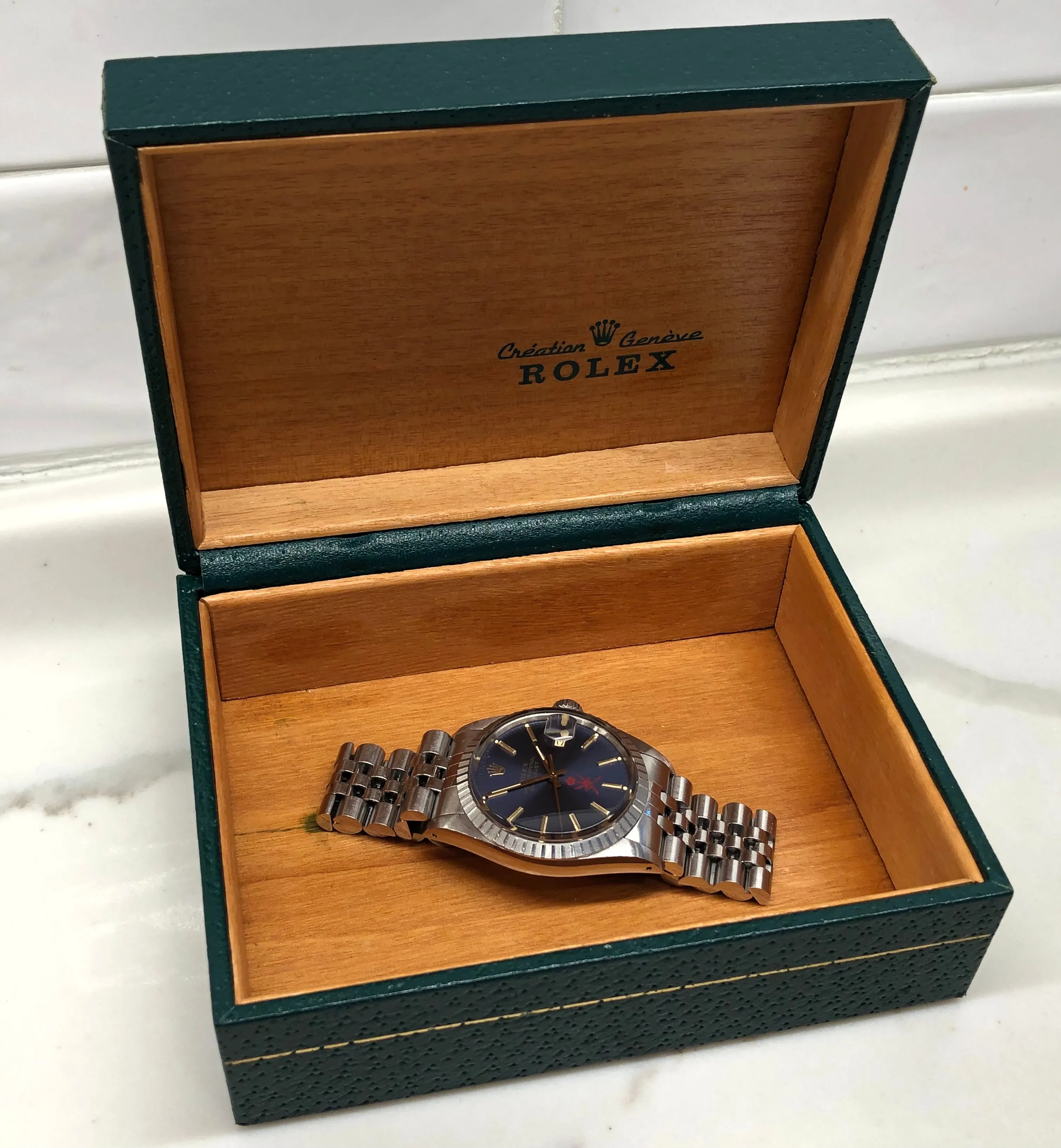 1986 Rolex Datejust 16030 Red Khanjar Sultan of Oman Blue Dial Automatic Wristwatch with Original Box