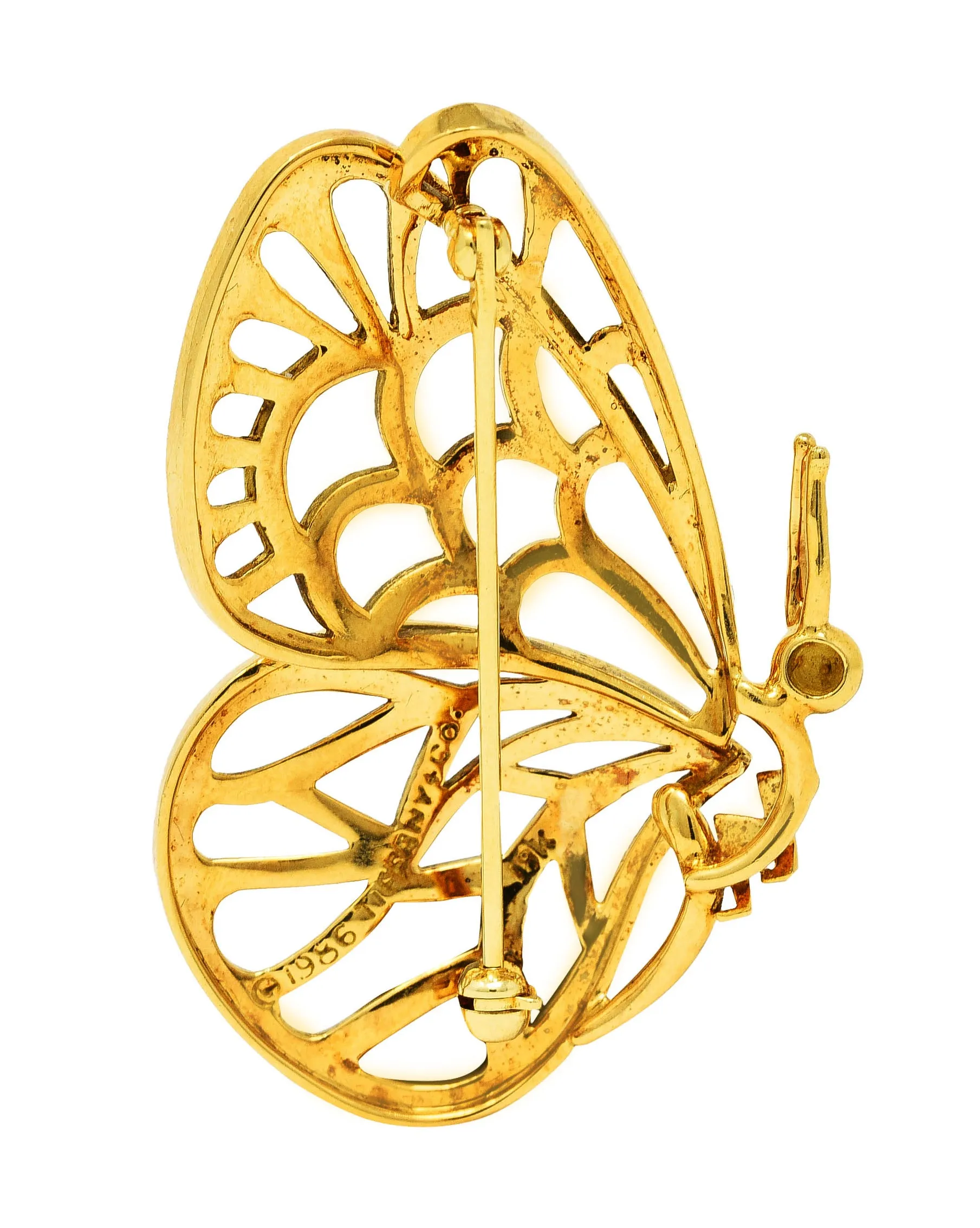 1986 Tiffany & Co. 18 Karat Yellow Gold Vintage Butterfly Brooch