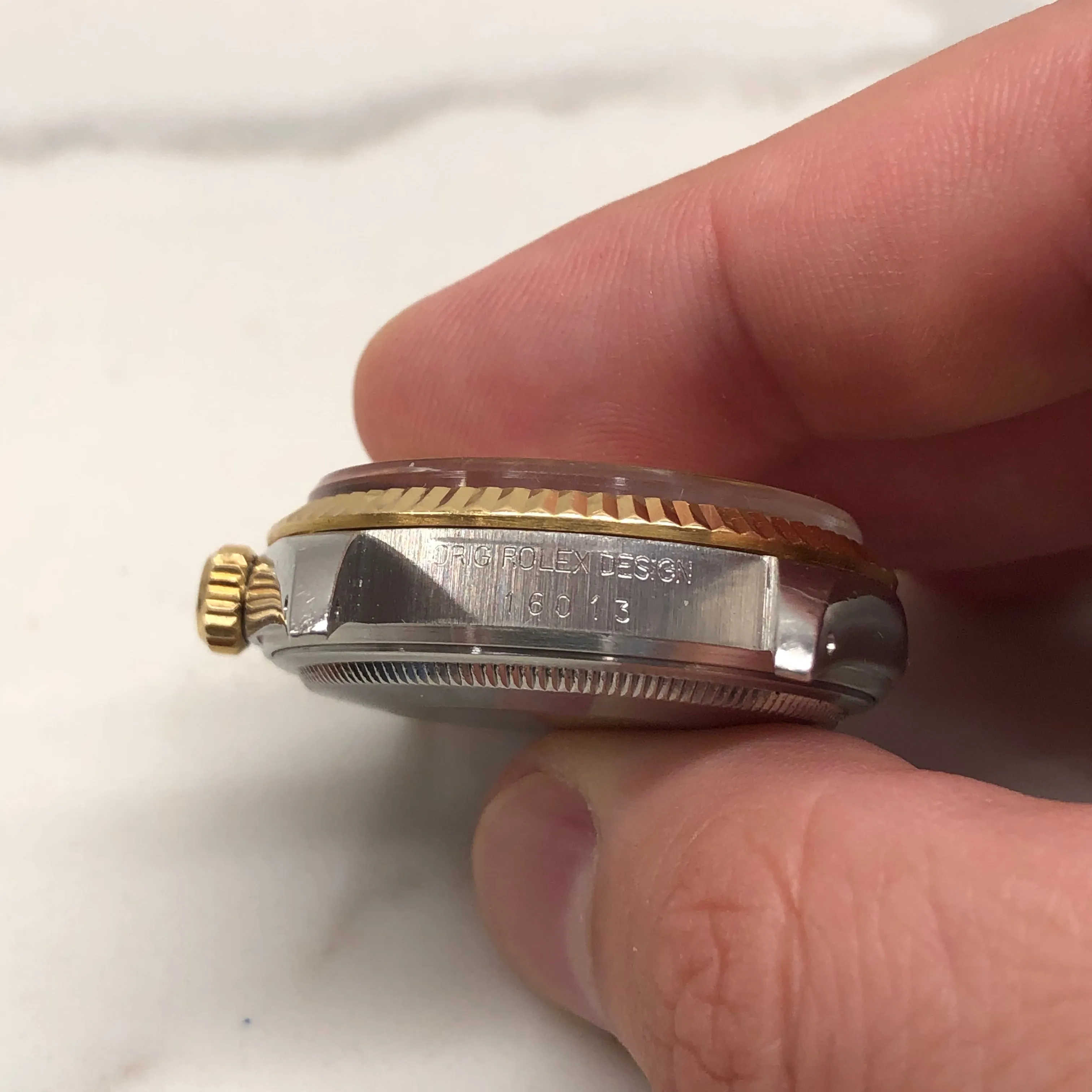 1987 Rolex Datejust 16013 Silver Stick Dial Two Tone Jubilee Automatic Wristwatch