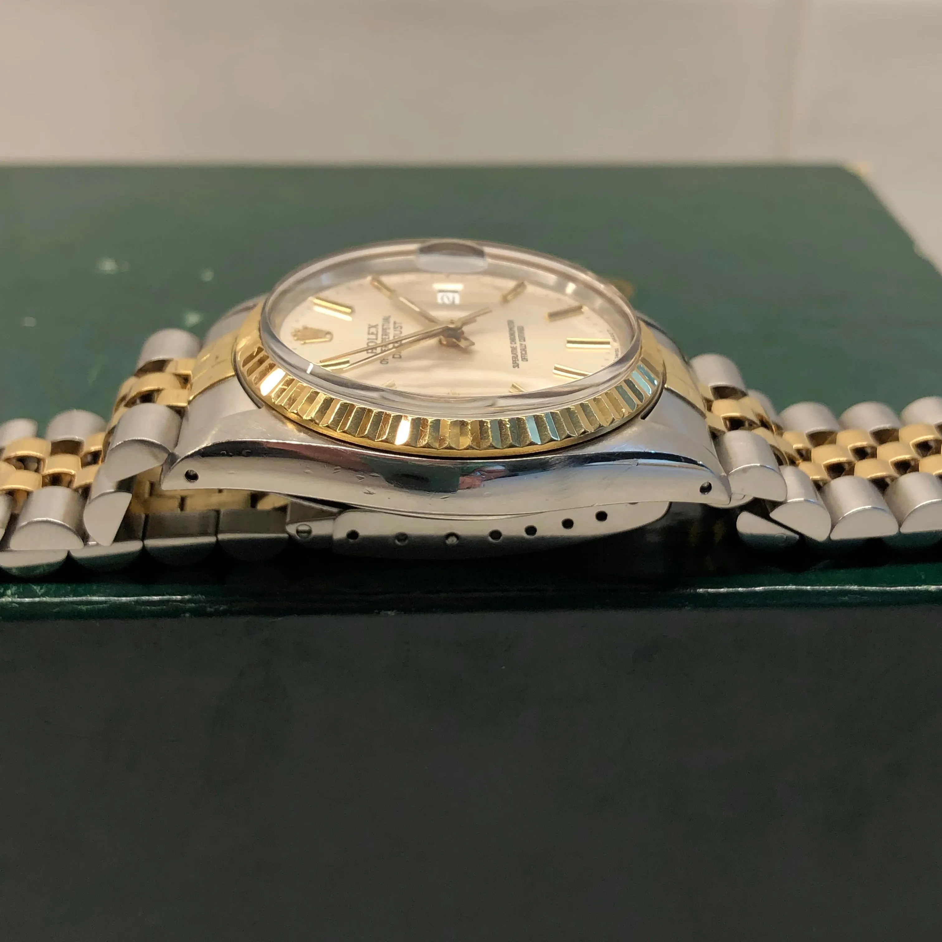1987 Rolex Datejust 16013 Silver Stick Dial Two Tone Jubilee Automatic Wristwatch