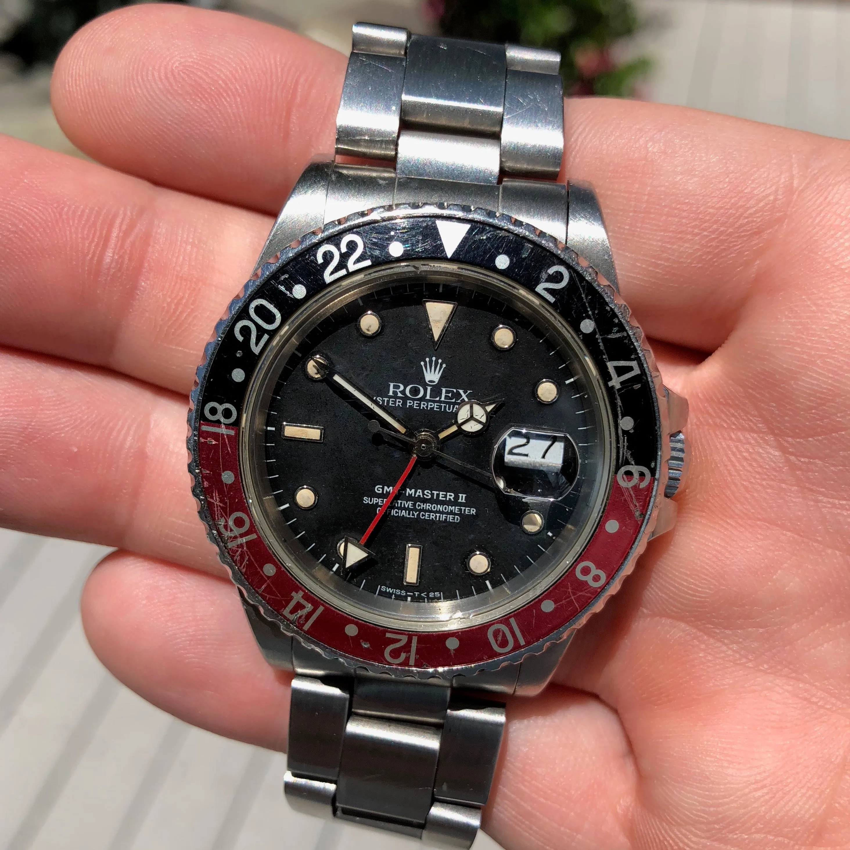 1987 Rolex GMT MASTER II 16760 Fat Lady Coke Bezel R Serial Cal. 3085 Automatic Wristwatch