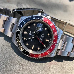 1987 Rolex GMT MASTER II 16760 Fat Lady Coke Bezel R Serial Cal. 3085 Automatic Wristwatch