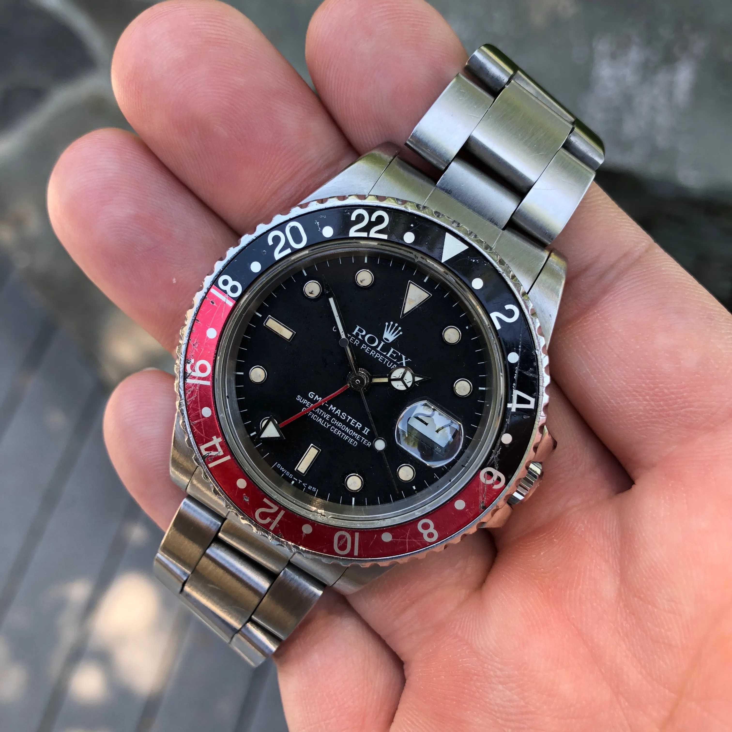 1987 Rolex GMT MASTER II 16760 Fat Lady Coke Bezel R Serial Cal. 3085 Automatic Wristwatch