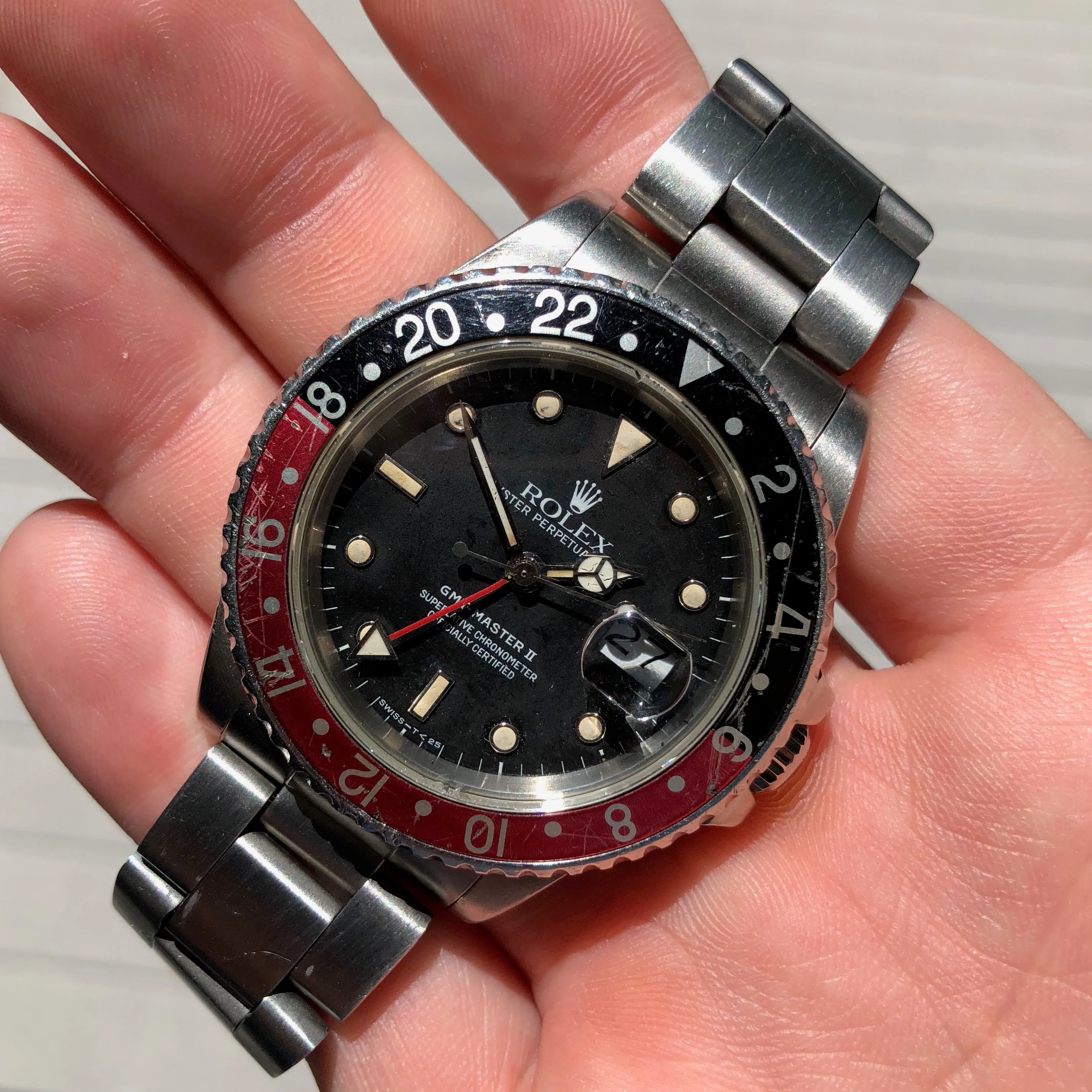 1987 Rolex GMT MASTER II 16760 Fat Lady Coke Bezel R Serial Cal. 3085 Automatic Wristwatch