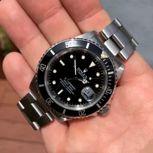 1989 Rolex Submariner 16610 Date Stainless Steel Automatic Cal. 3135 Box & Papers Circa