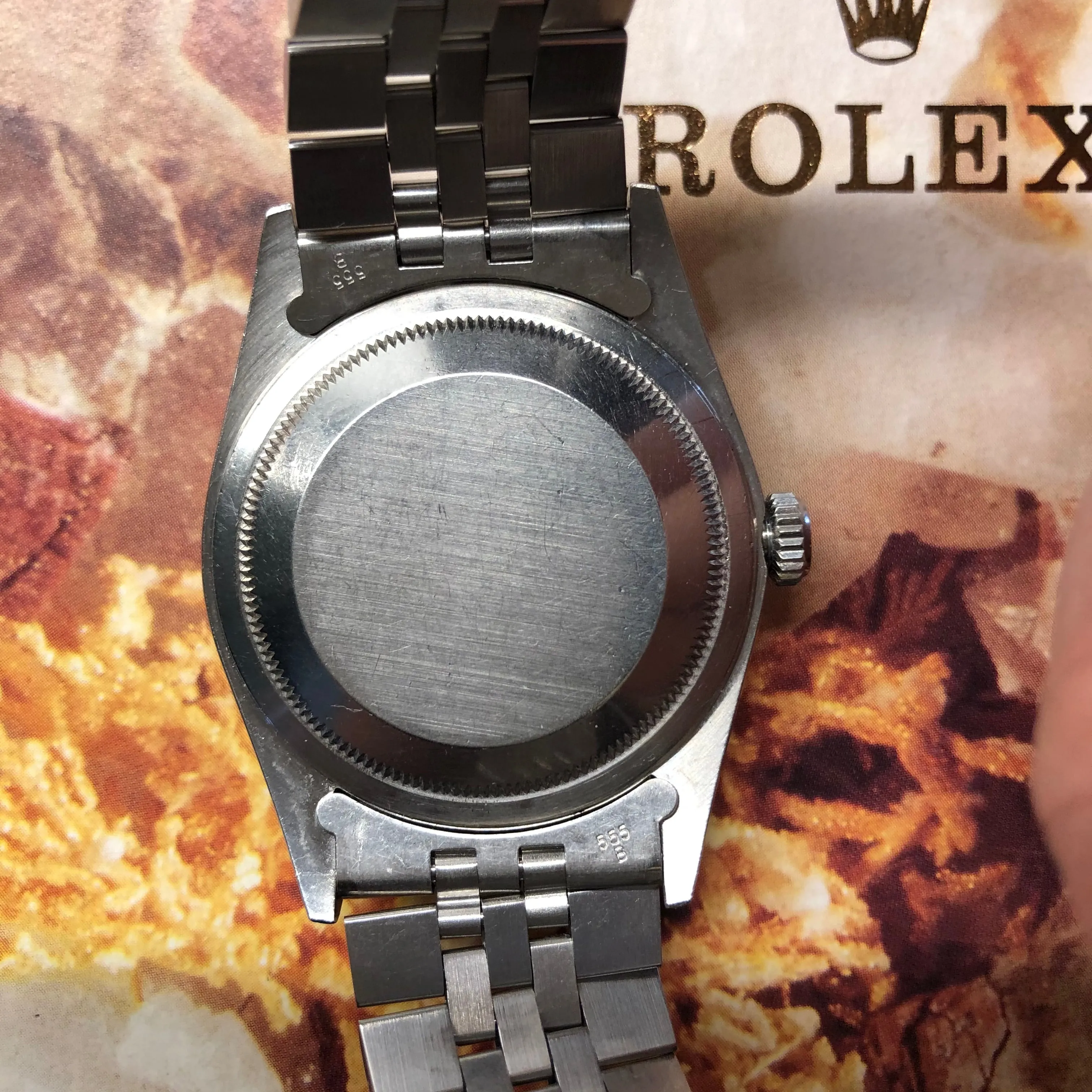 1989 Vintage Rolex Datejust 16220 Cream Jubilee Steel Engine Turned Automatic Wristwatch