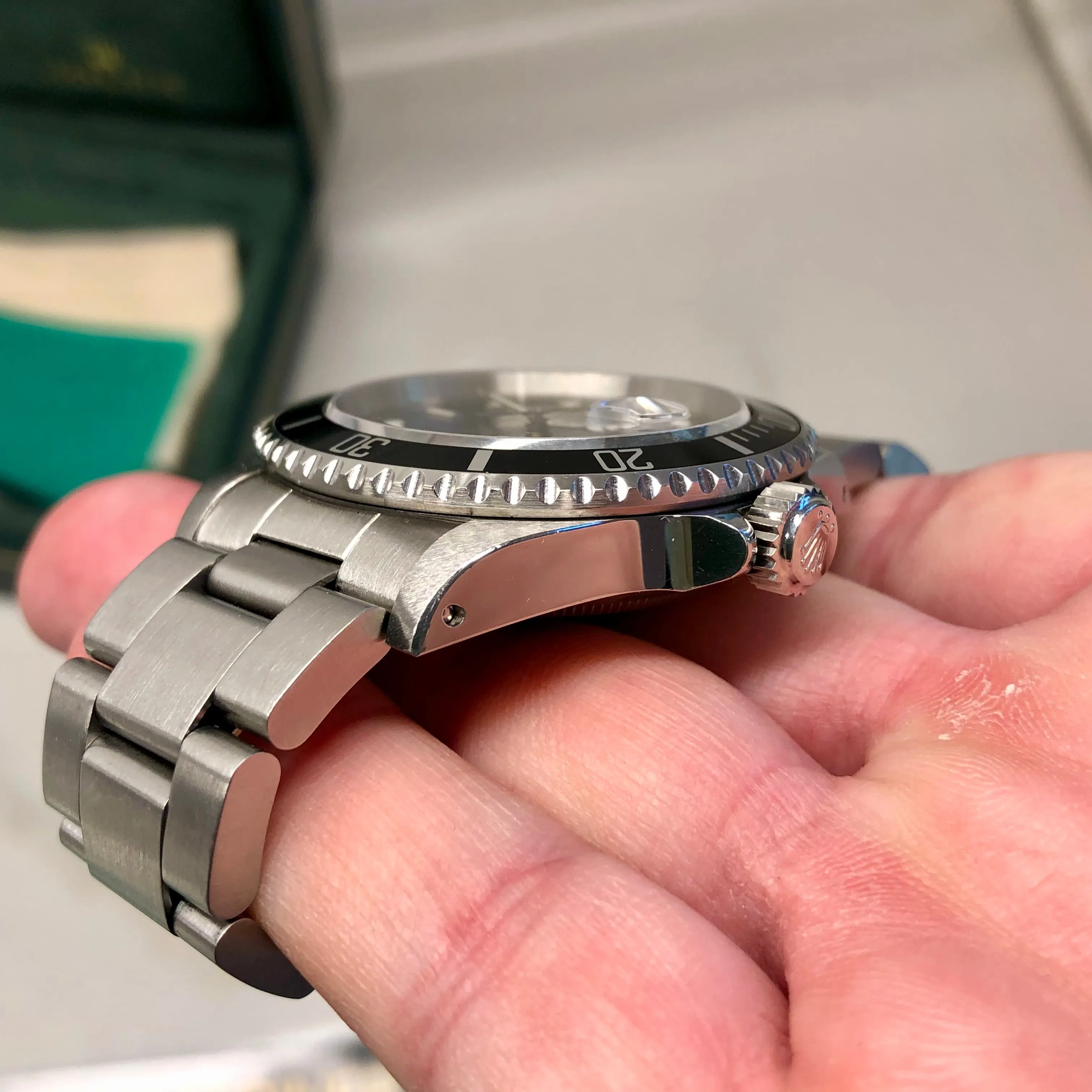 1991 Rolex Submariner Date 16610 Tritium Steel Wristwatch with Box and Papers