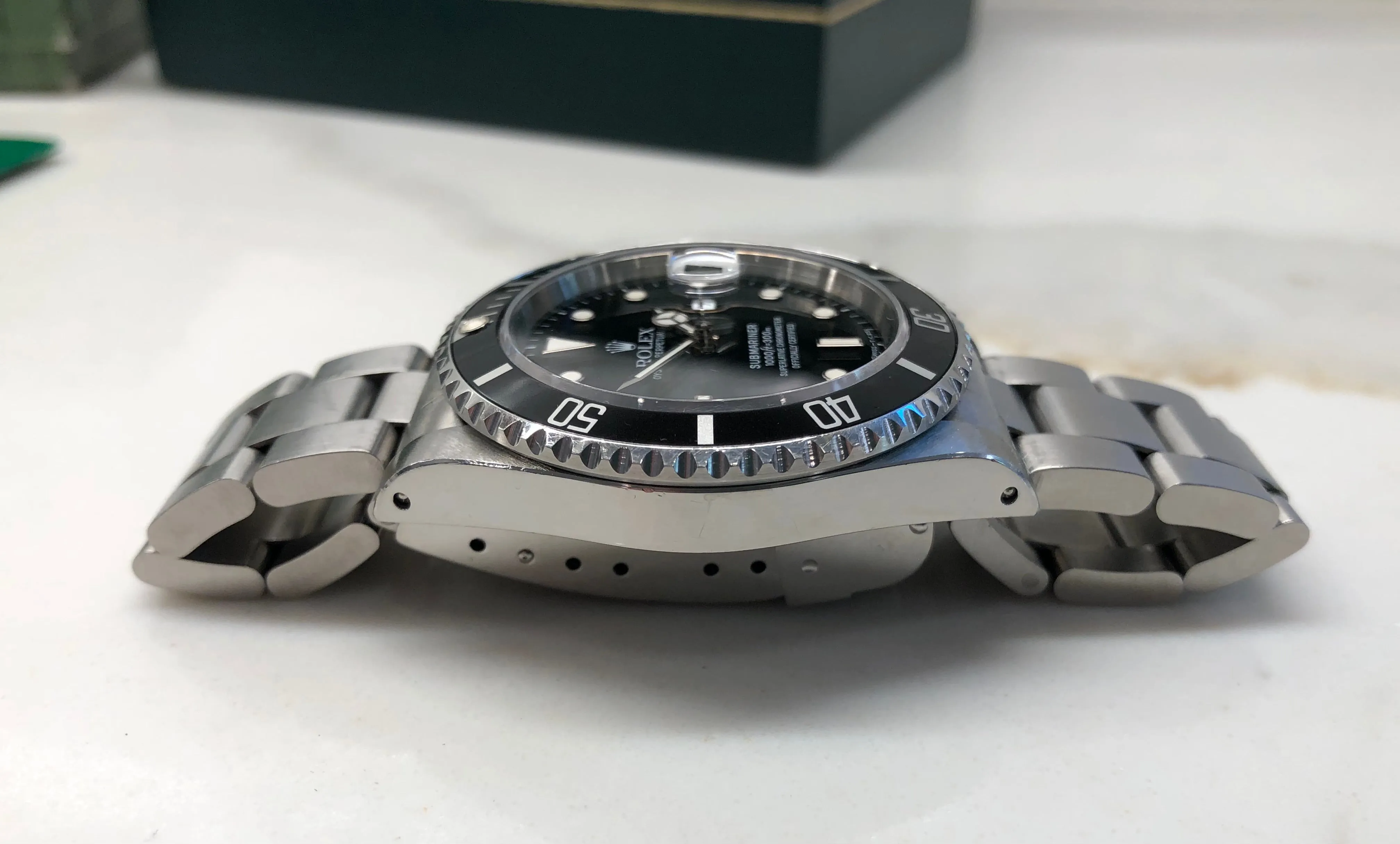 1991 Rolex Submariner Date 16610 Tritium Steel Wristwatch with Box and Papers