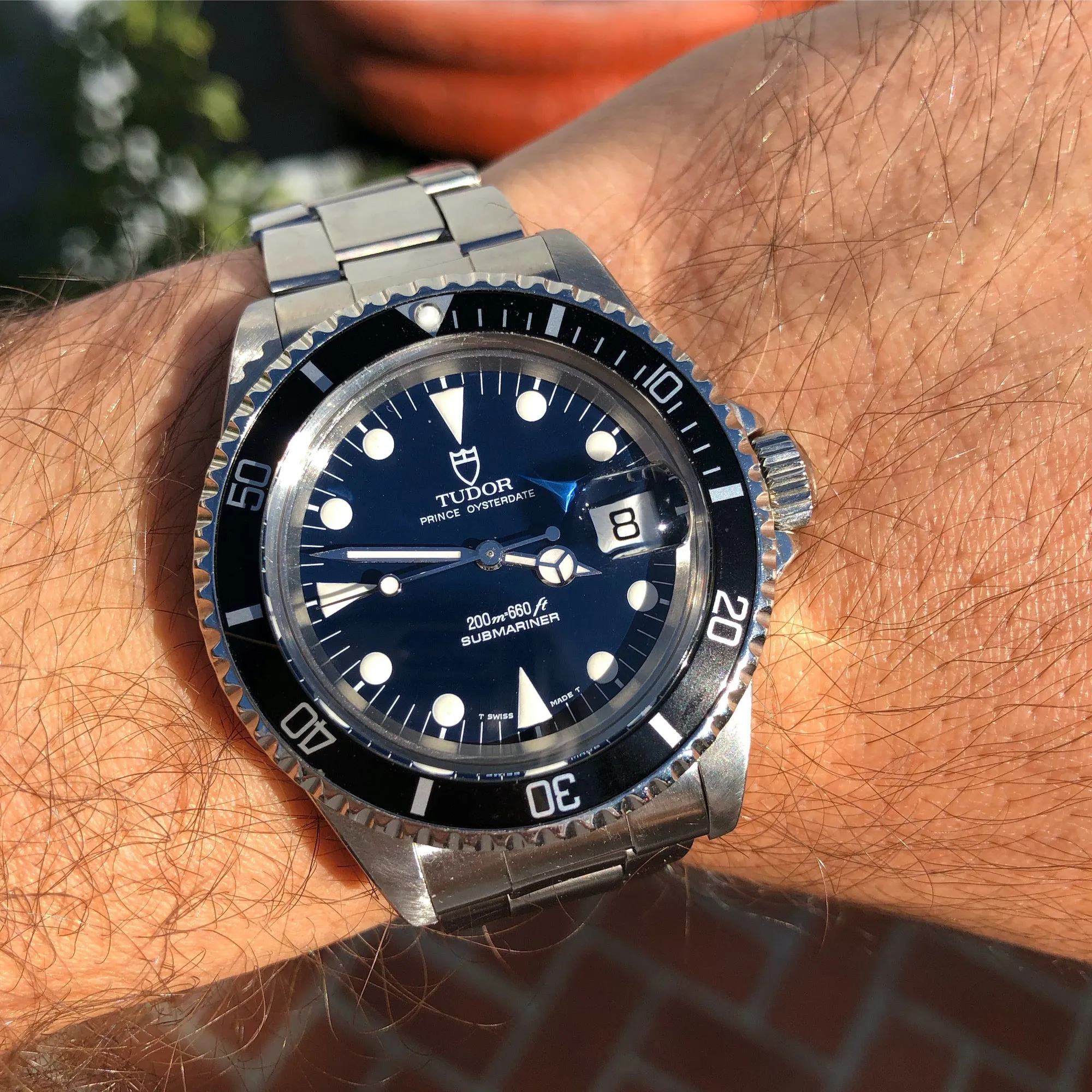 1993 Tudor Submariner 79090 Blue Oysterdate Prince Stainless Steel Wristwatch