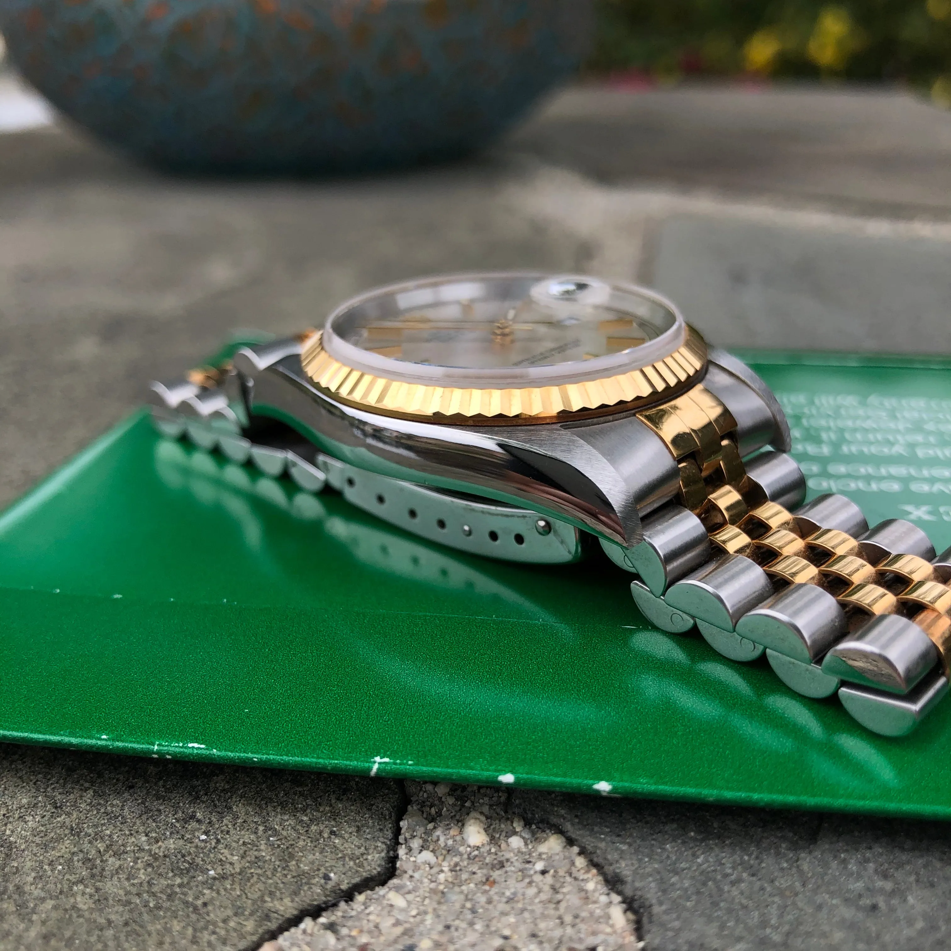 1995 Rolex Datejust 16233 Silver Steel Gold Two Tone Jubilee Automatic Wristwatch Box Papers
