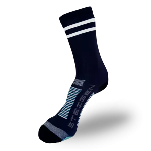 2 Stripe Navy Running Socks ¾ Length
