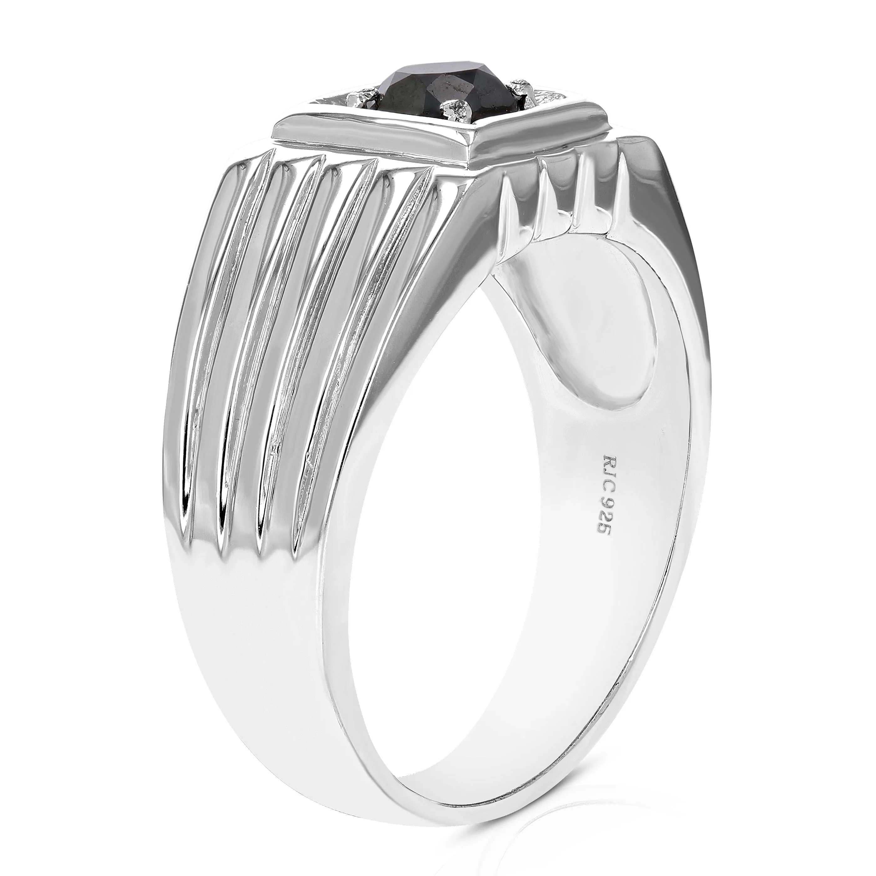 3/4 cttw Black Solitaire Diamond Engagement Ring in Sterling Silver