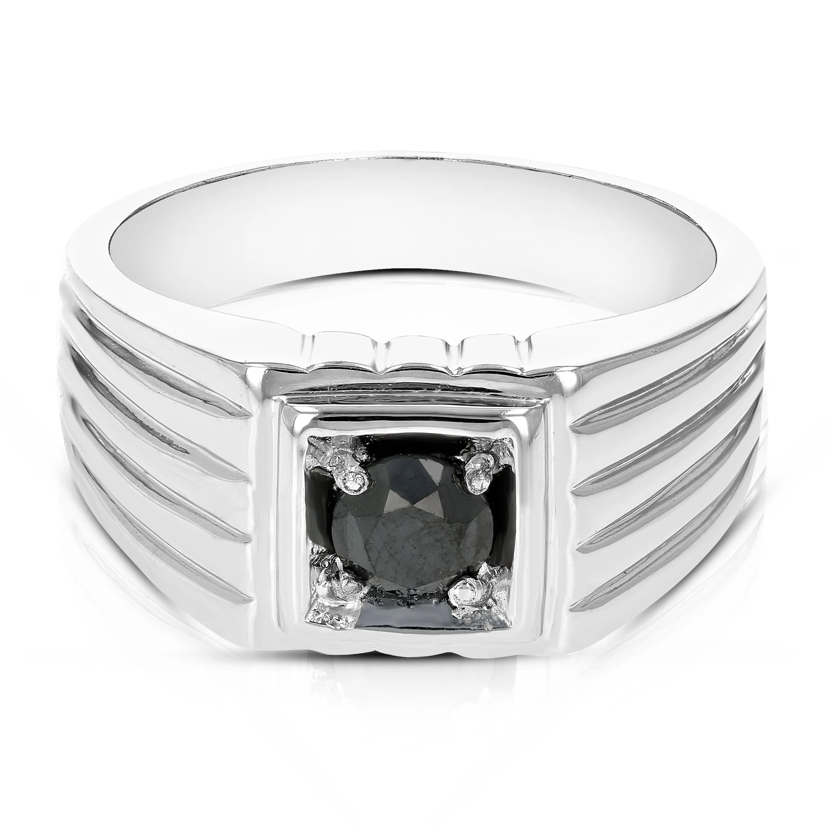 3/4 cttw Black Solitaire Diamond Engagement Ring in Sterling Silver
