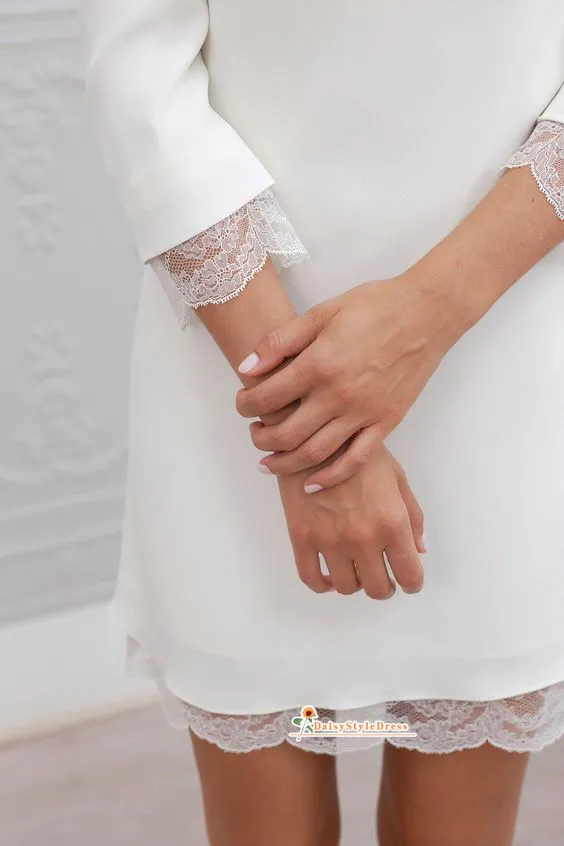3/4 Long Sleeve Short Wedding Dress