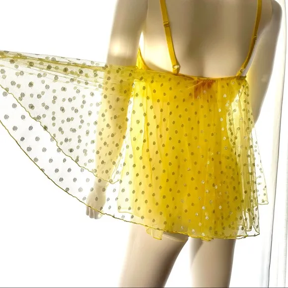 36C VS Victoria’s Secret Sexy little things Yellow Chemise Costume Lingerie Slip