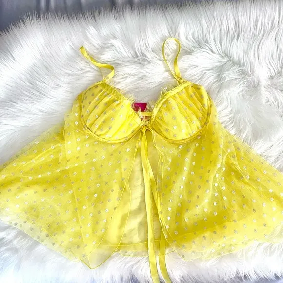 36C VS Victoria’s Secret Sexy little things Yellow Chemise Costume Lingerie Slip