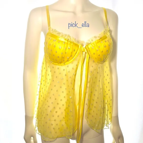 36C VS Victoria’s Secret Sexy little things Yellow Chemise Costume Lingerie Slip