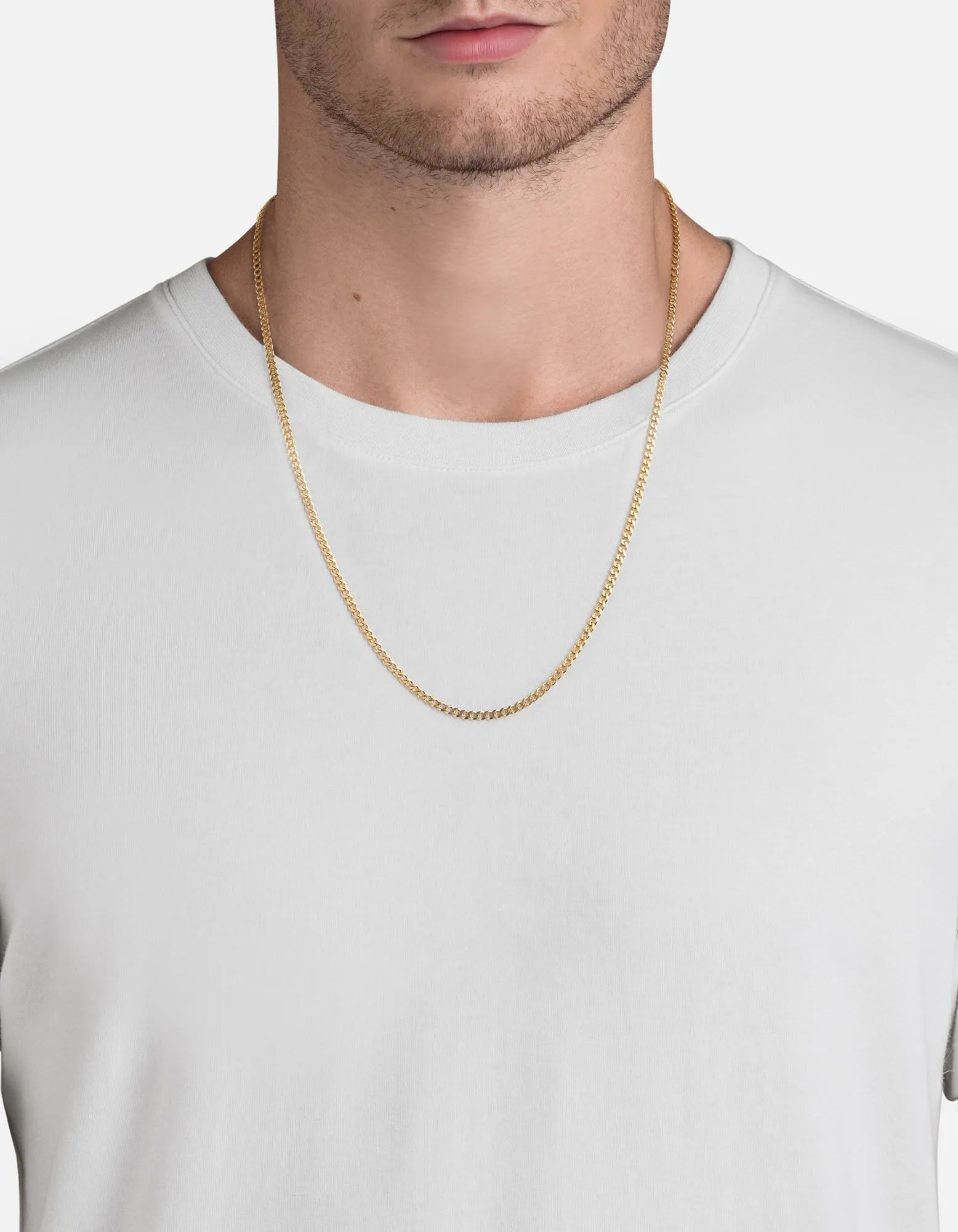 3mm Cuban Chain Necklace, 14k Matte Gold