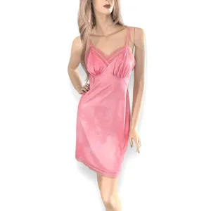 60s VTG Vanity Fair Pink Hand Dyed Barbiecore‎ Slip Dress S
