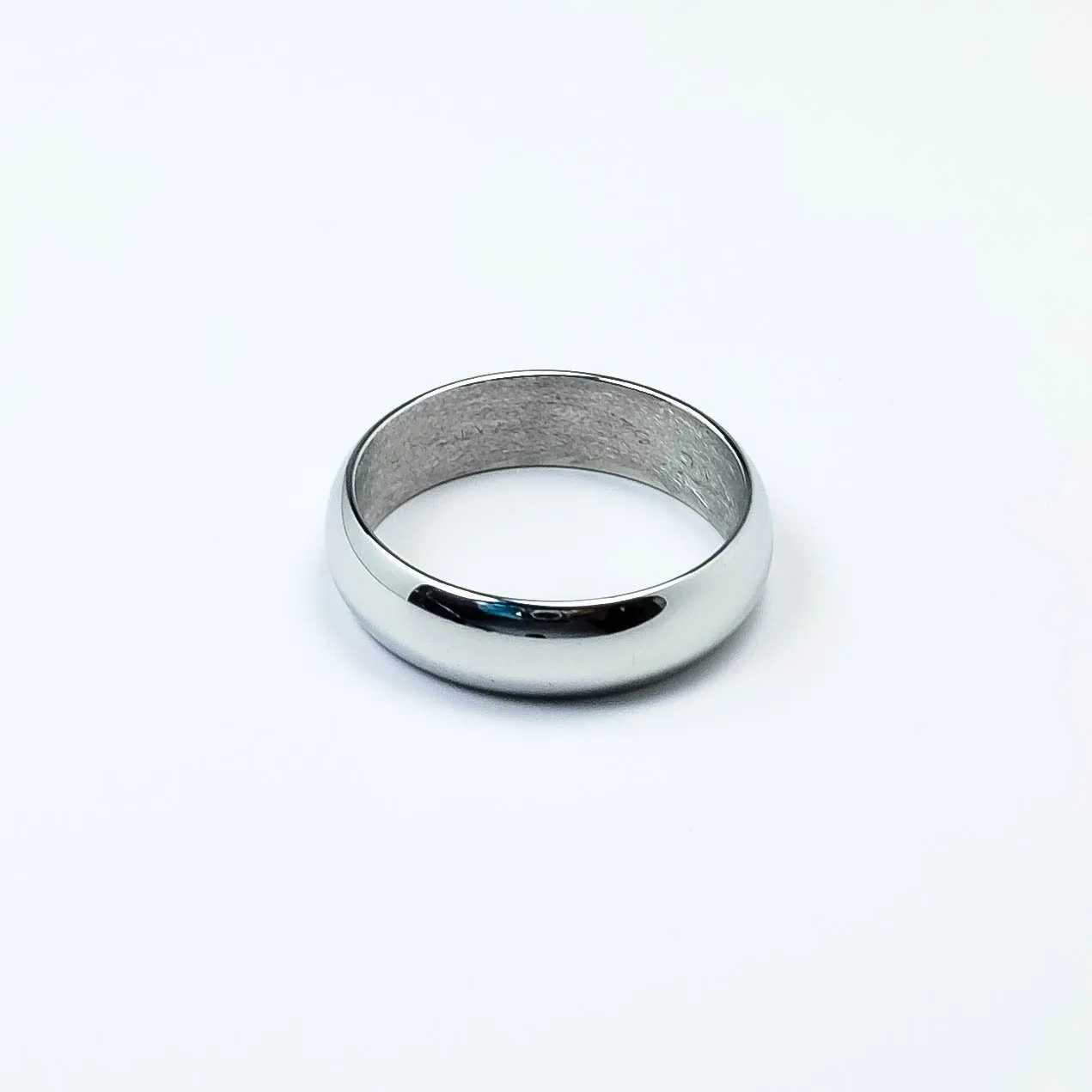 6mm Wide Plain Polish Vintage Jabel Wedding Band Ring Size 10 in 18K White Gold