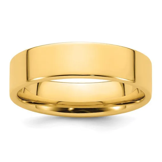 6MM Yellow Gold Flat Wedding Band