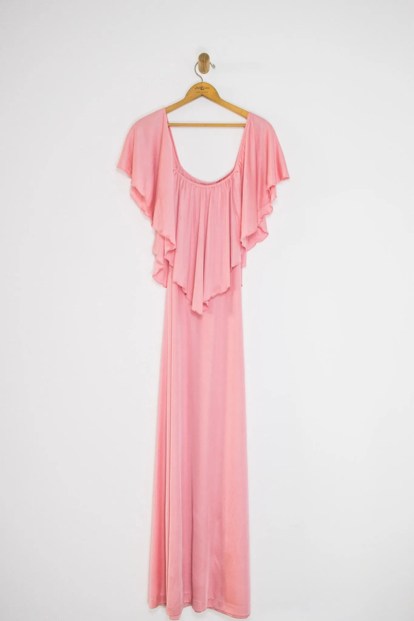 70's DRAPED CAPELET MAXI DRESS / MEDIUM