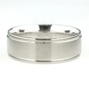 7.9mm Wide Comfort Fit Brushed Wedding Band  in 10K White Gold