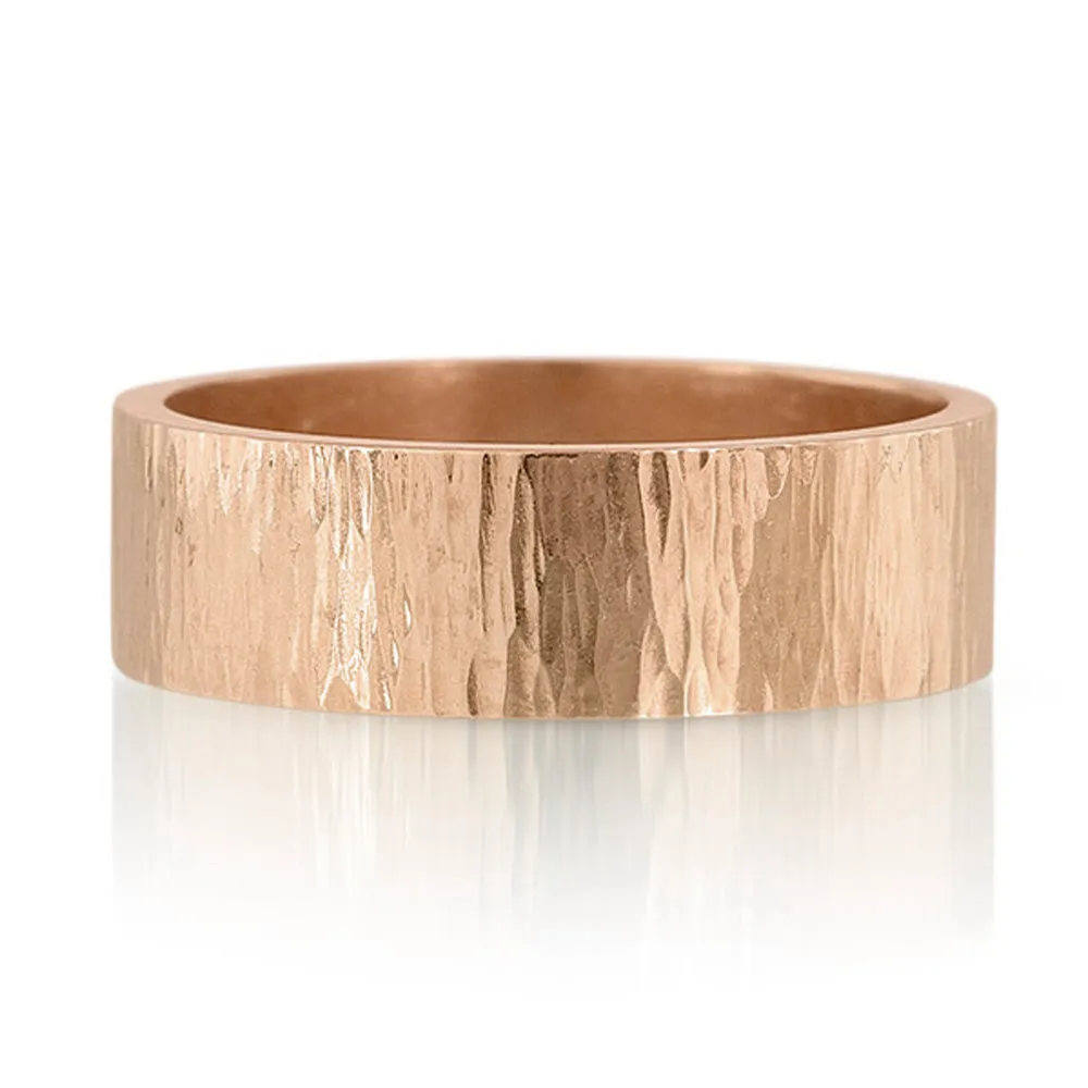 7mm Bark Texture Wedding Band