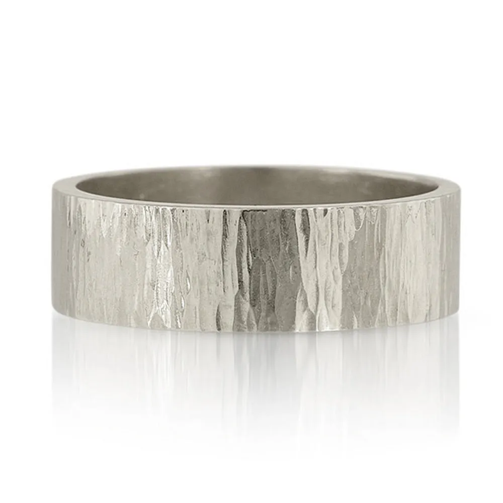 7mm Bark Texture Wedding Band