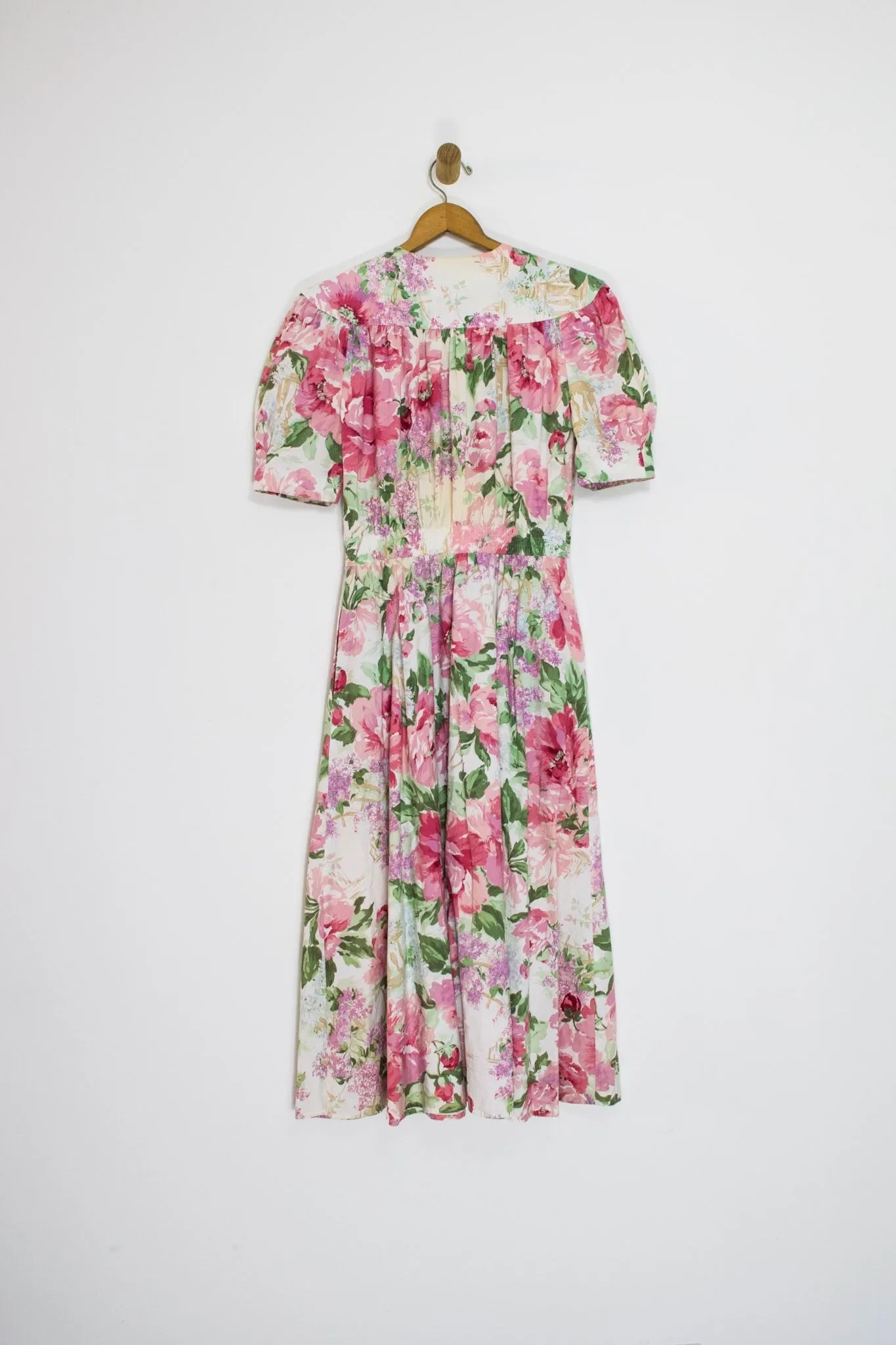 80’s PUFF SLEEVE FLORAL DRESS / MEDIUM