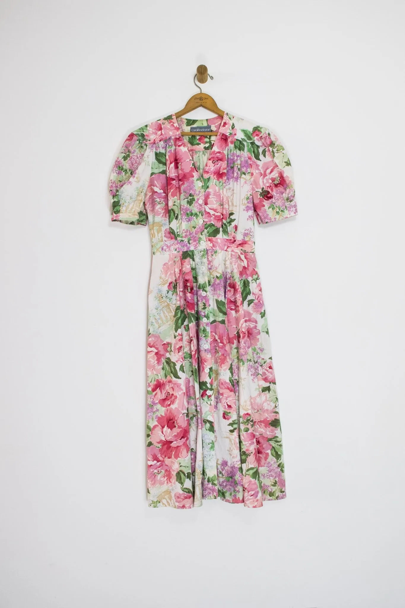 80’s PUFF SLEEVE FLORAL DRESS / MEDIUM
